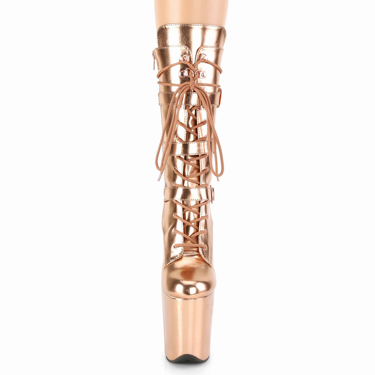 8 Inch Heel FLAMINGO-1053 Rose Gold Metallic