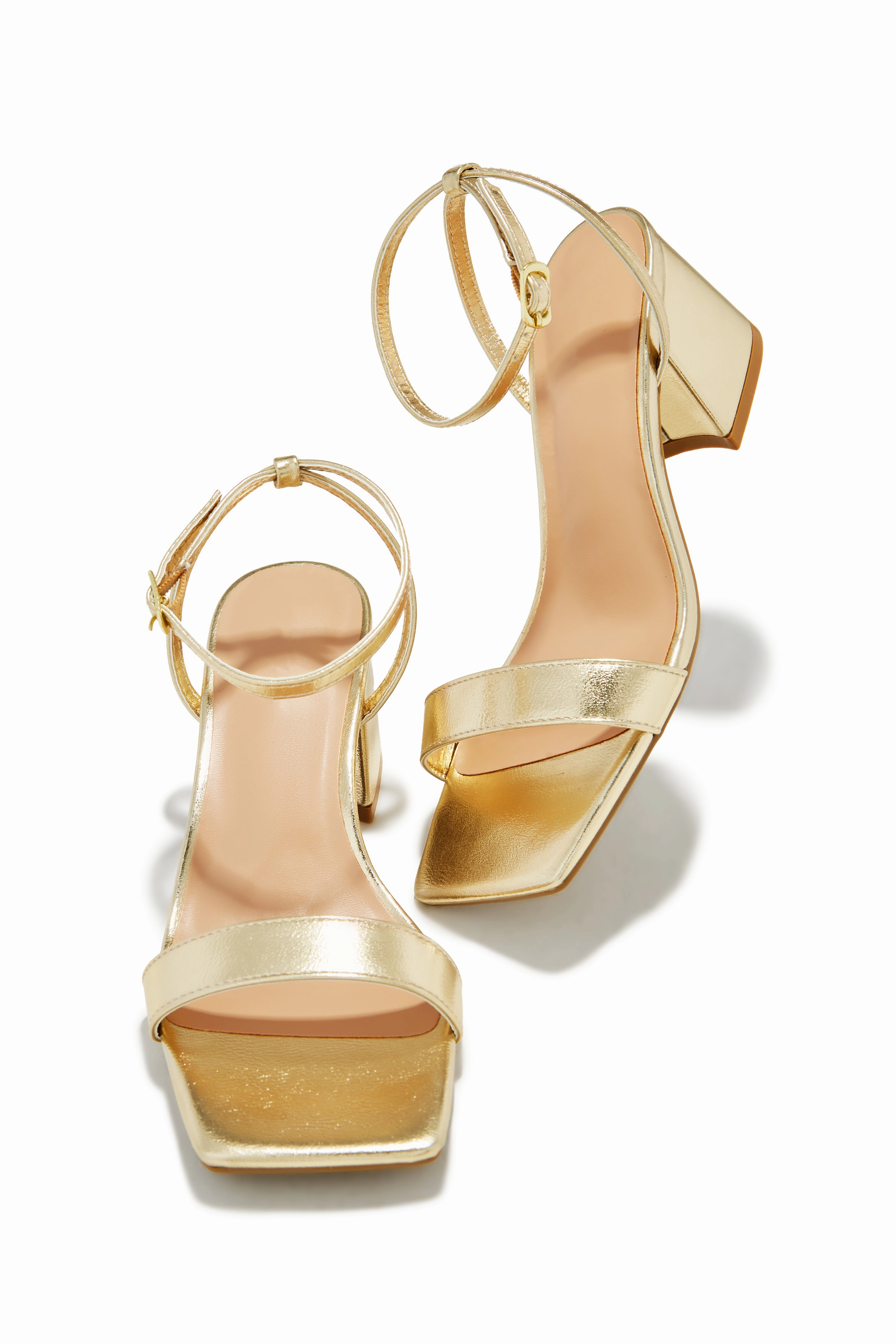 Alina Block Mid Heels - Gold
