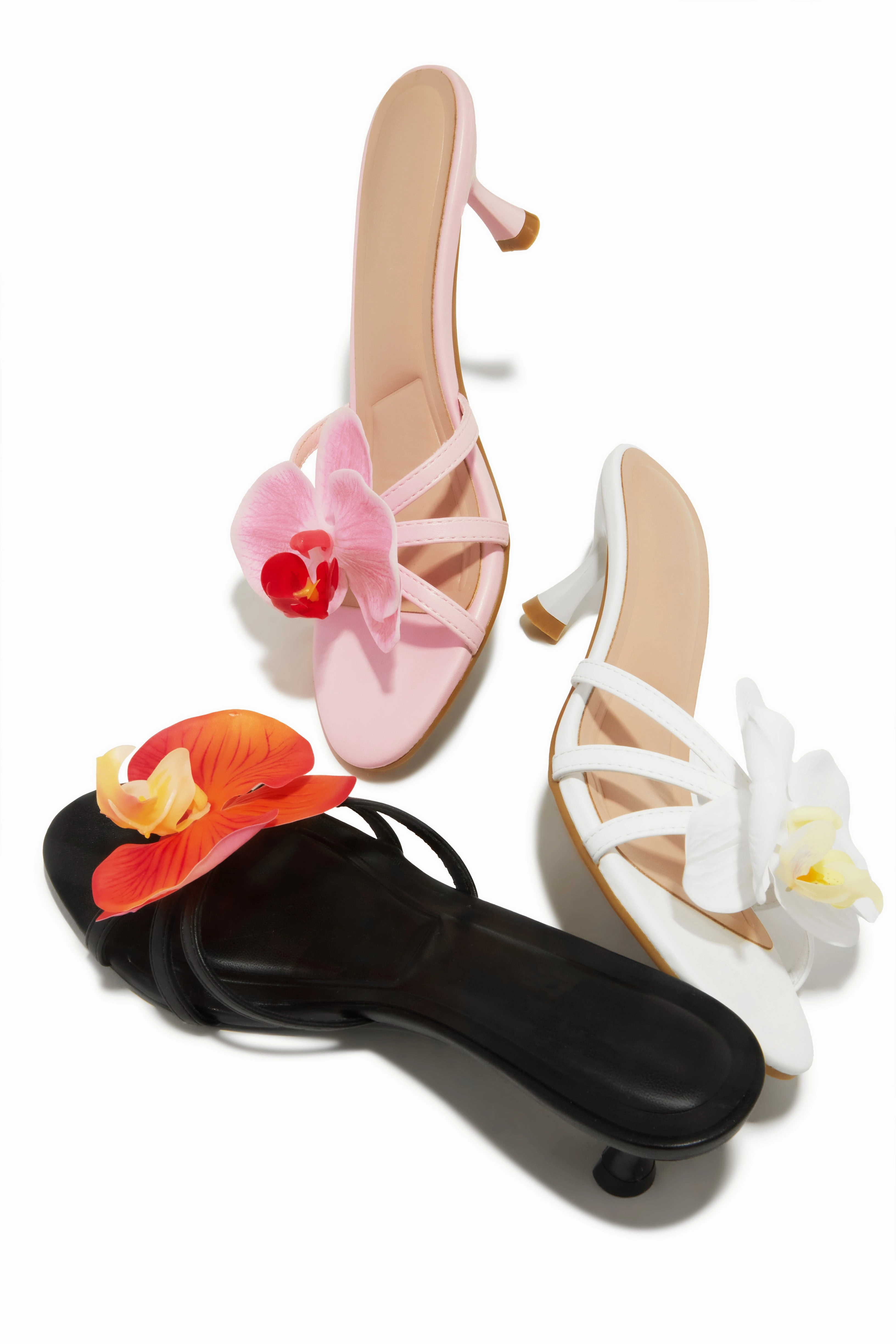 Alyssa Rosette Mid Heel Mules - Pink