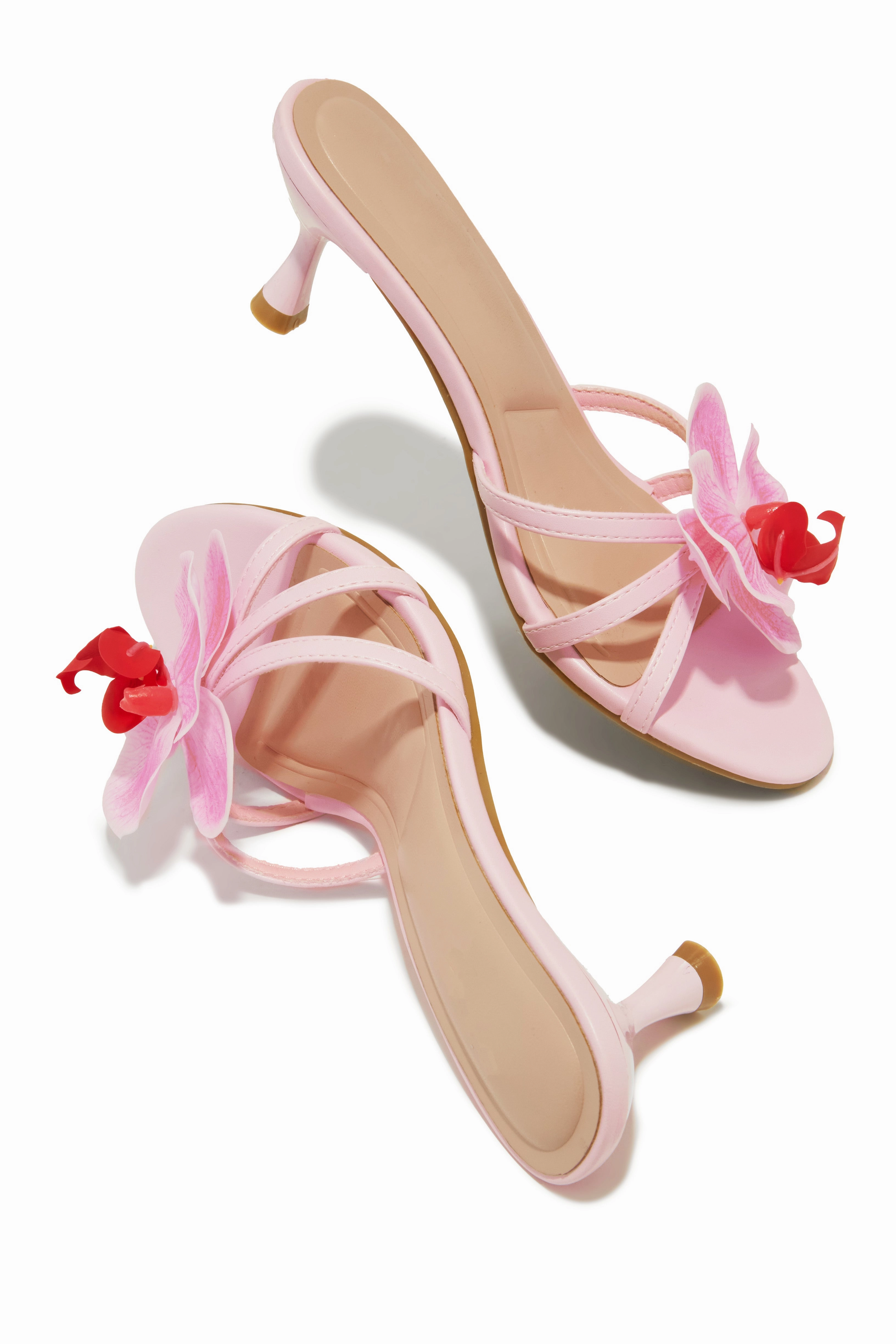 Alyssa Rosette Mid Heel Mules - Pink