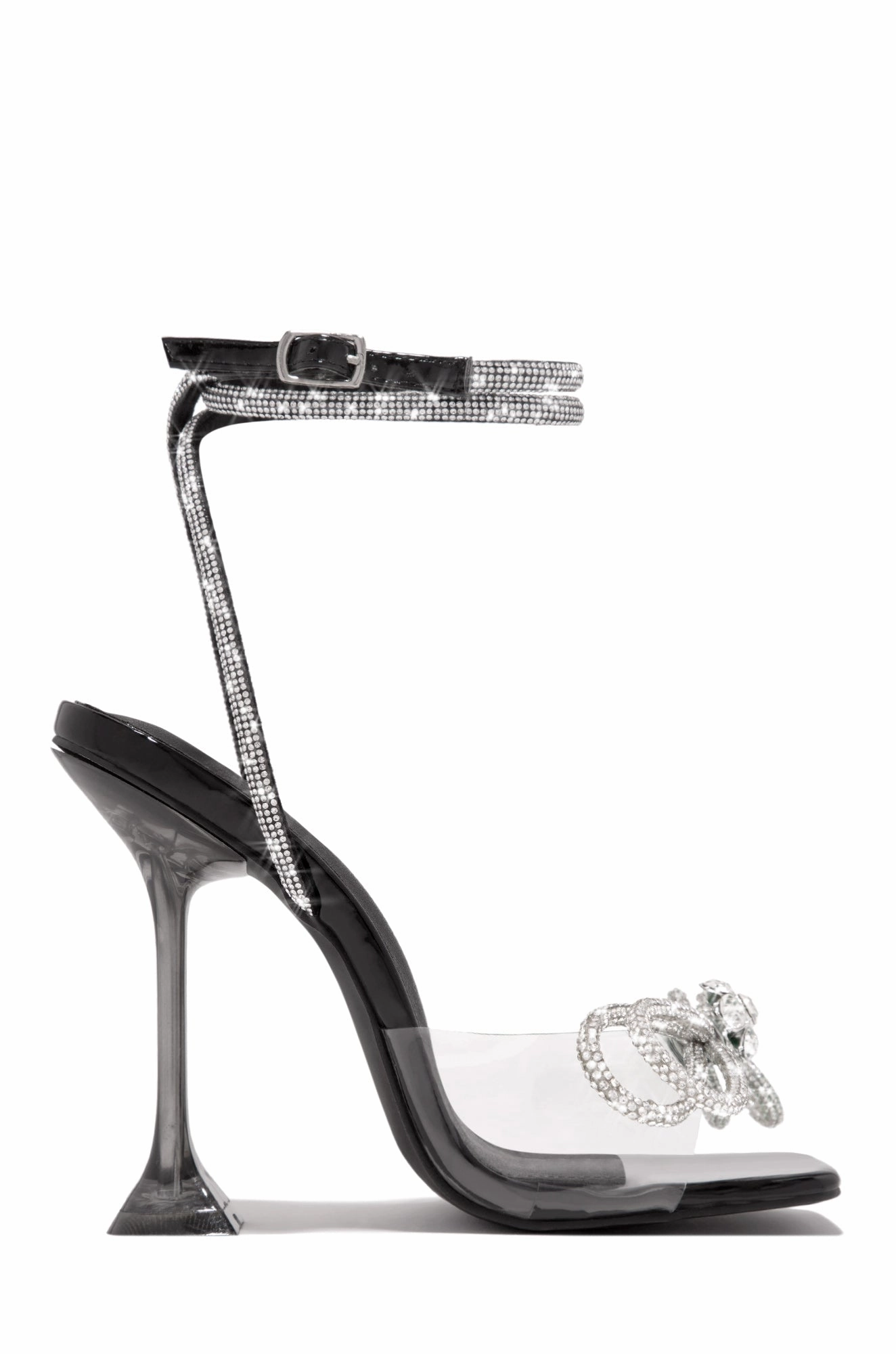 Amaria Embellished Bow Strap High Heels - Black