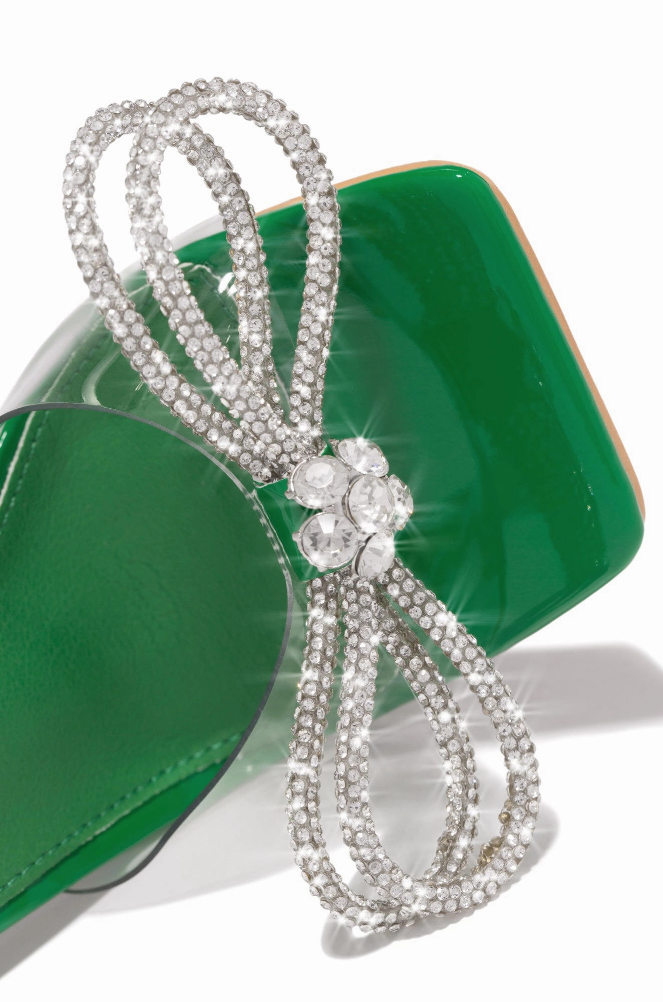 Amaria Embellished Bow Strap High Heels - Green
