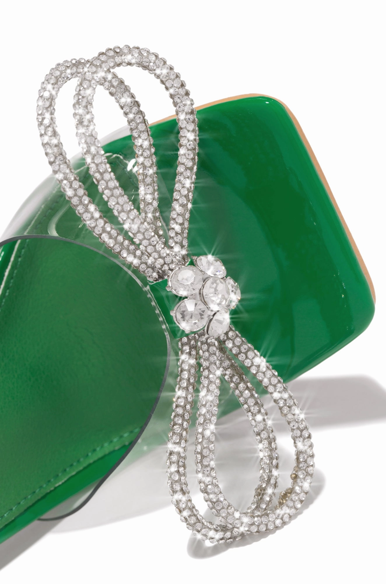 Amaria Embellished Bow Strap High Heels - Green