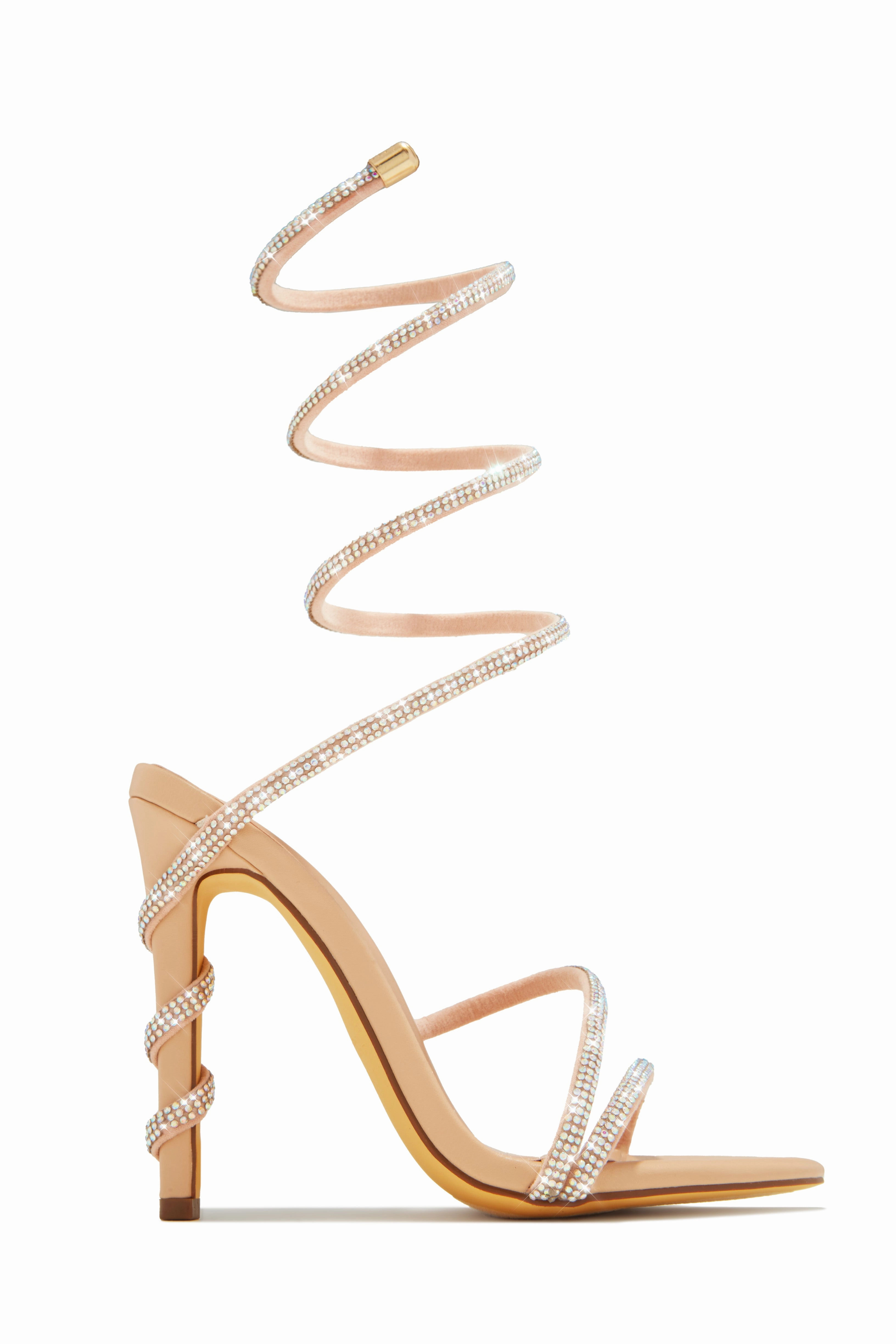 Andria Embellished Around The Ankle Coil Heels - Silver