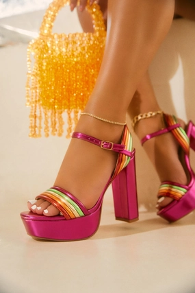 Ariana Block Platform High Heels - Pink