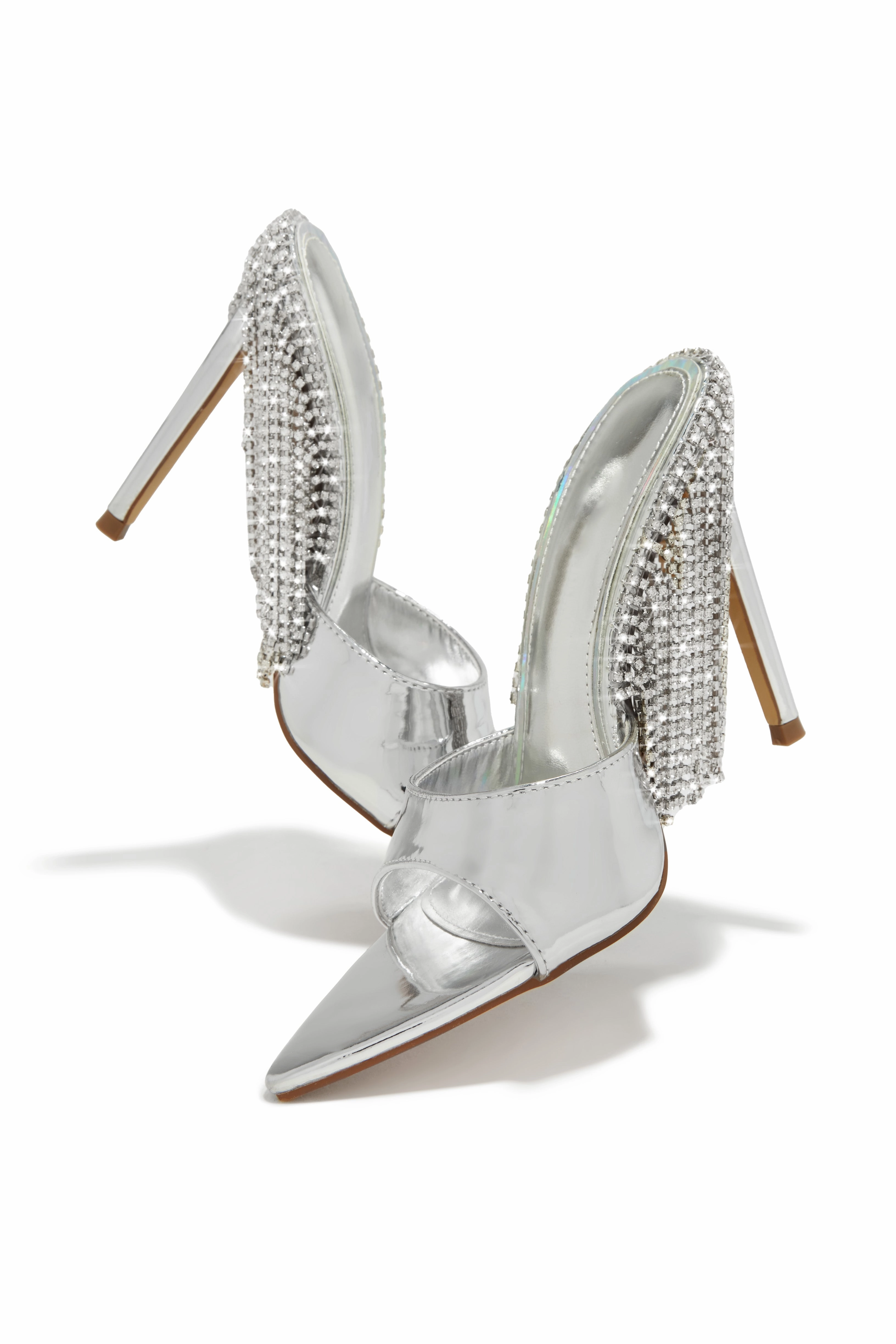 Atelier Dangle Embellished High Heel Mules - Silver