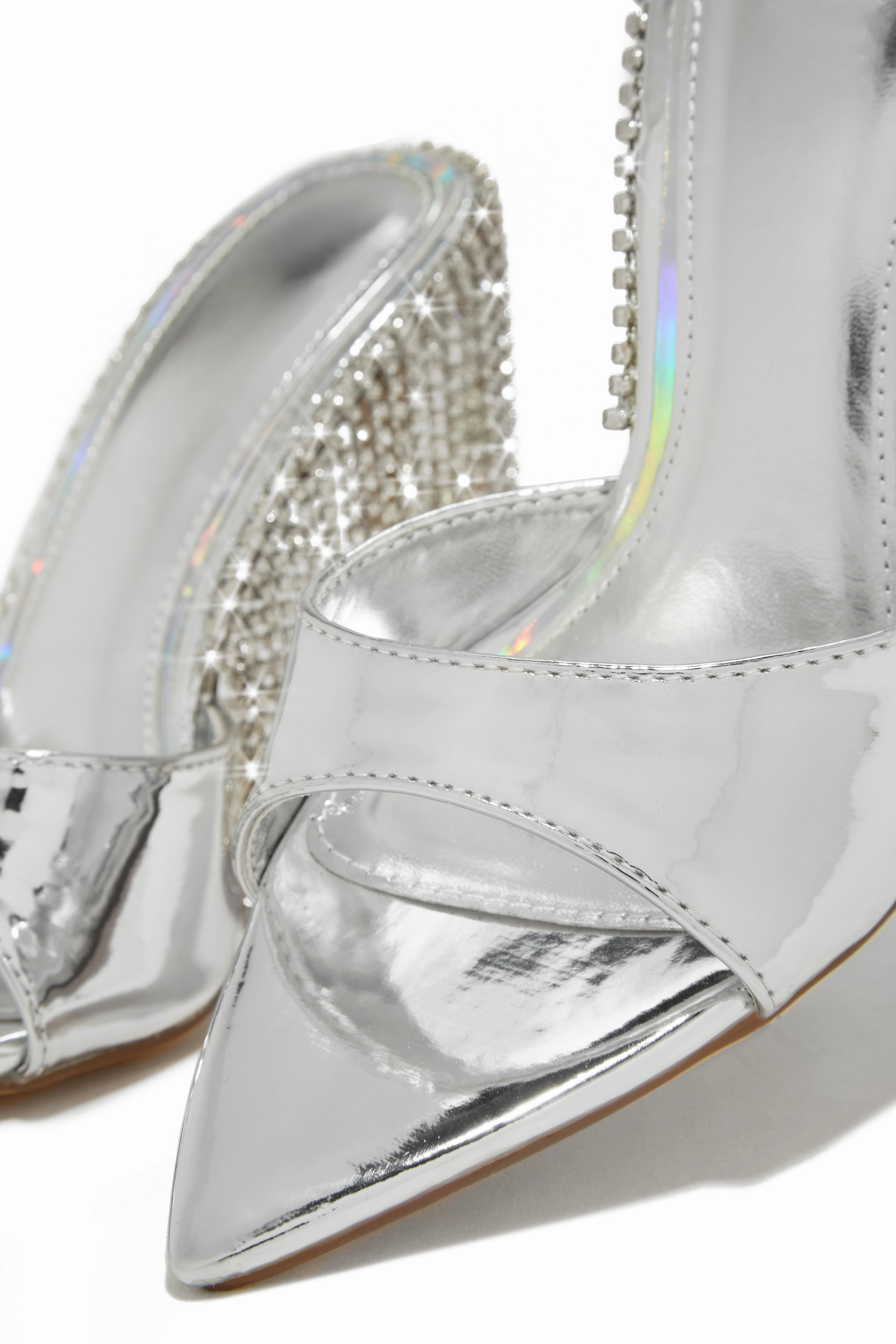 Atelier Dangle Embellished High Heel Mules - Silver