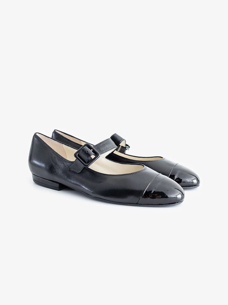 Audrey black with patent toe