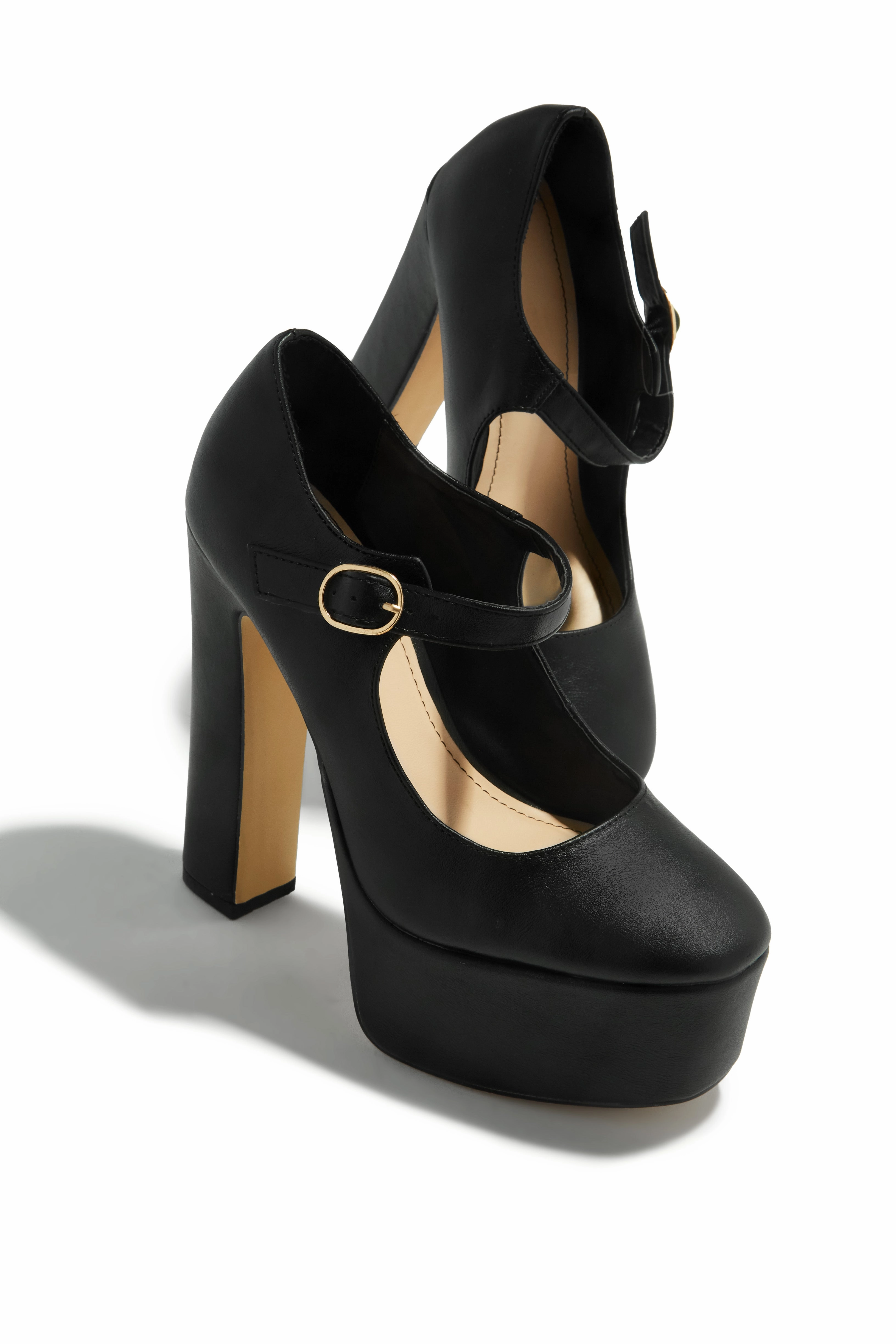 Bella Platform Block Heels - Black