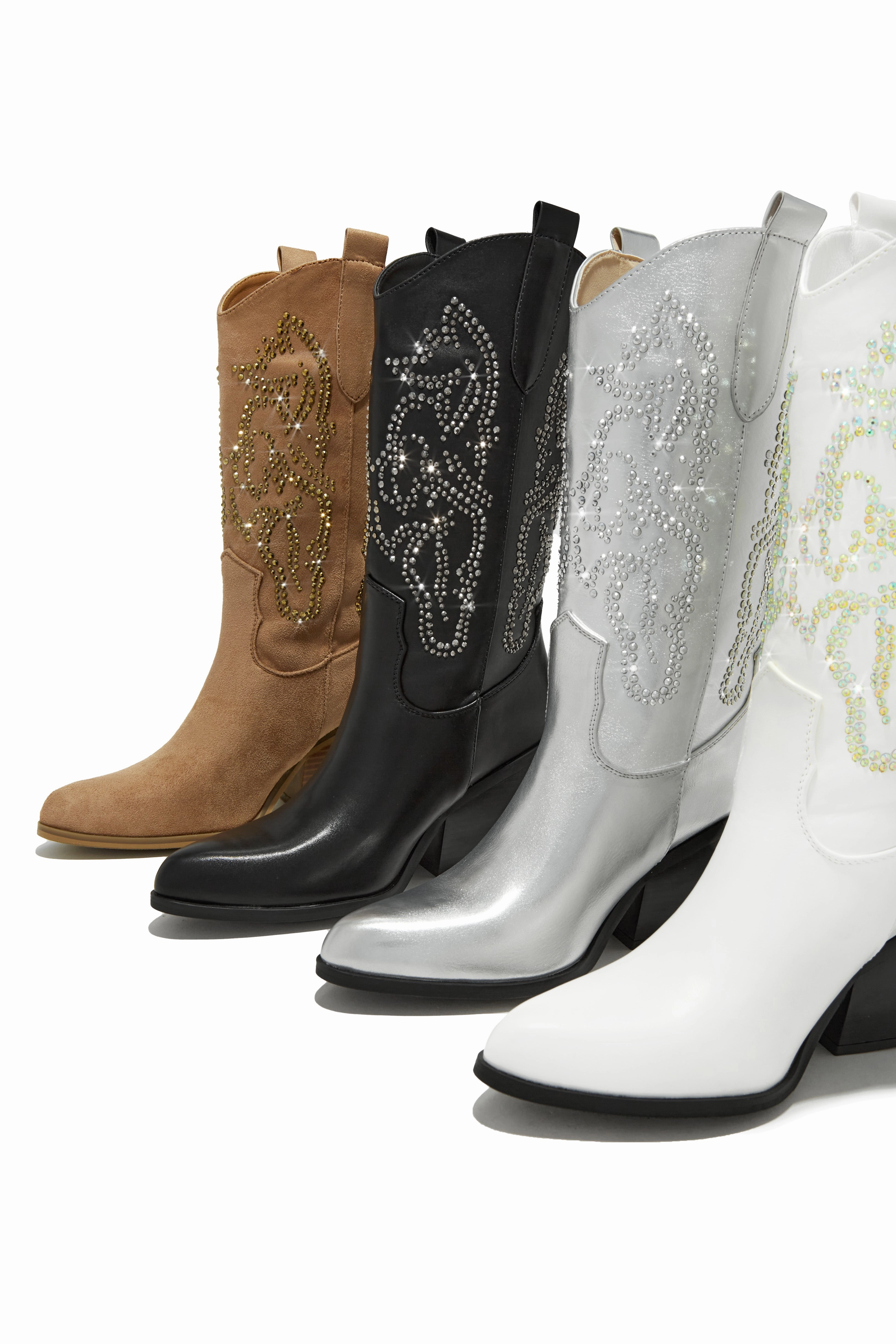 Best In The West Embellished Cowgirl Boots - Silver