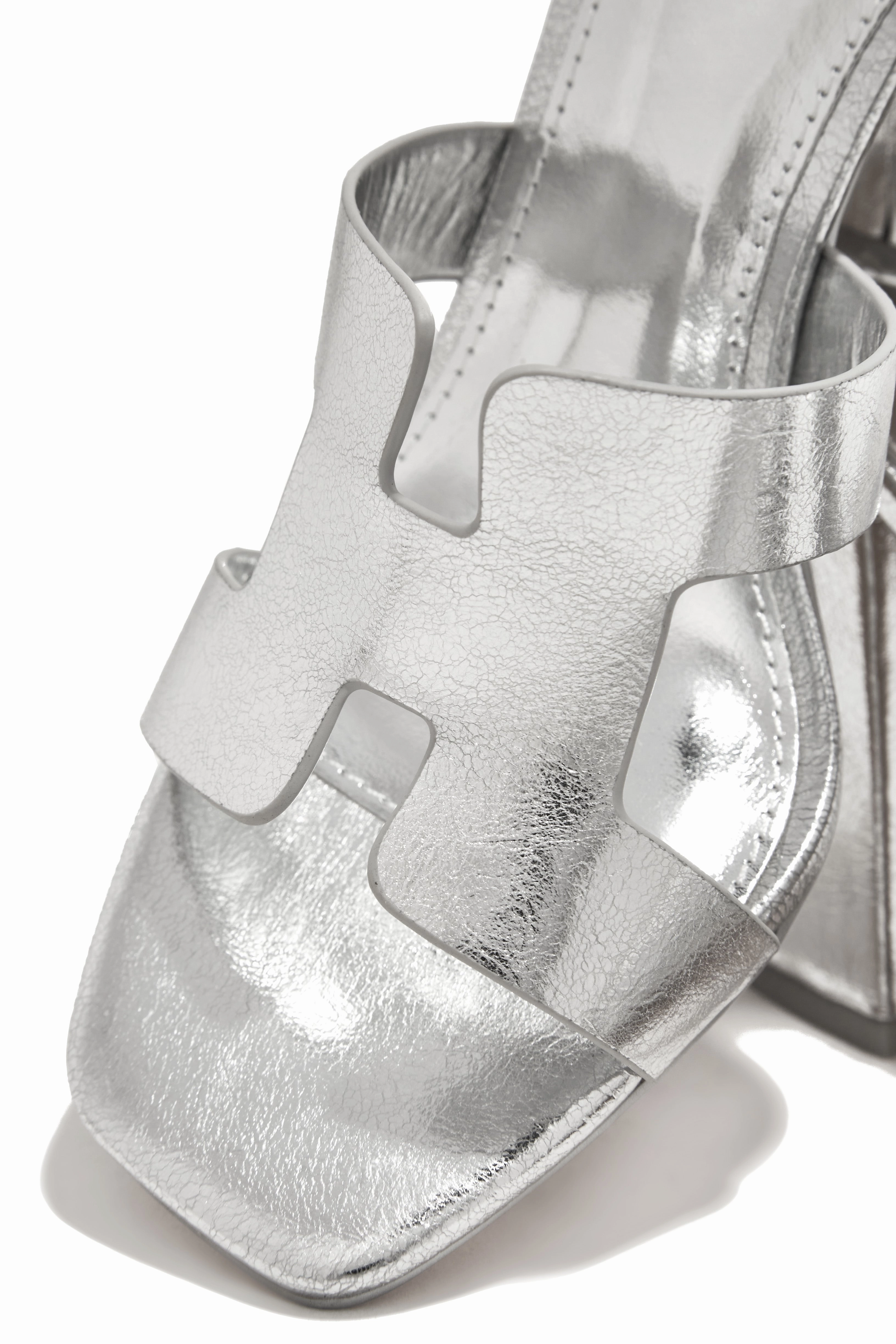 Bianka Block Mid Heels - Silver