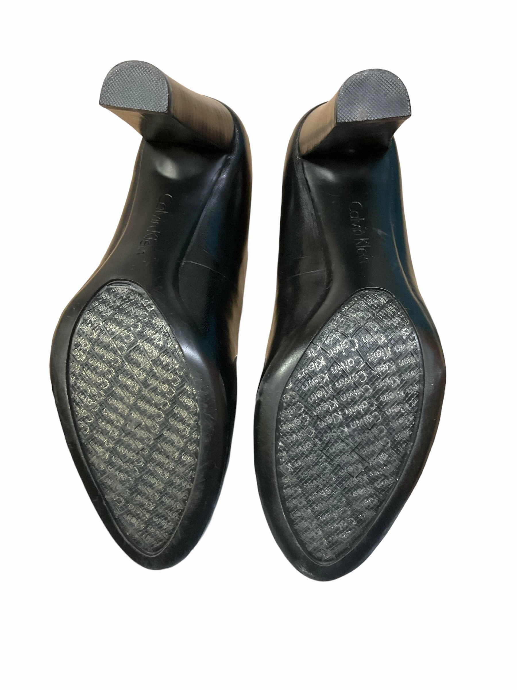Black Shoes Heels Block Calvin Klein, Size 8.5