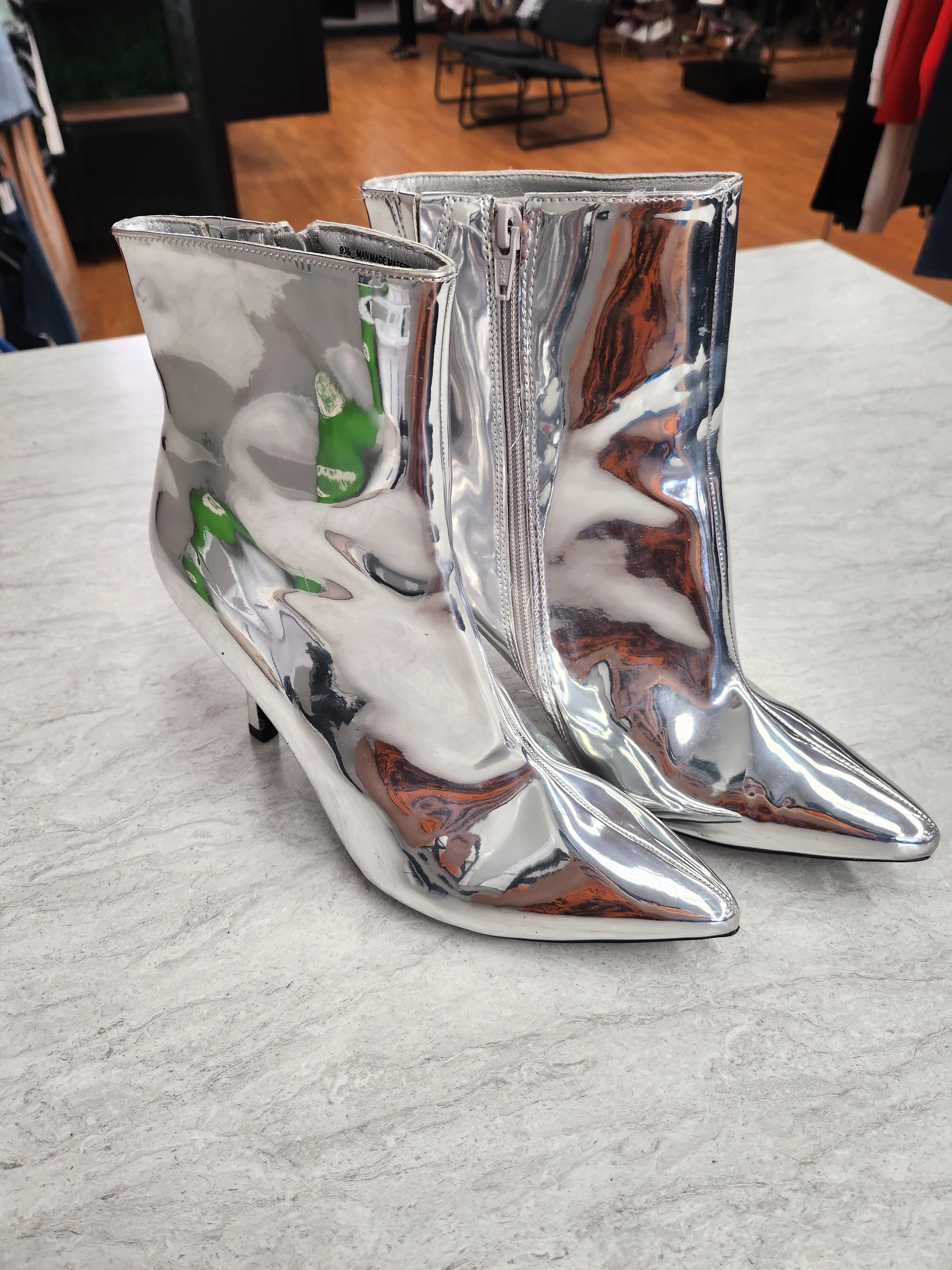 Boots Ankle Heels By A New Day In Silver, Size: 9.5