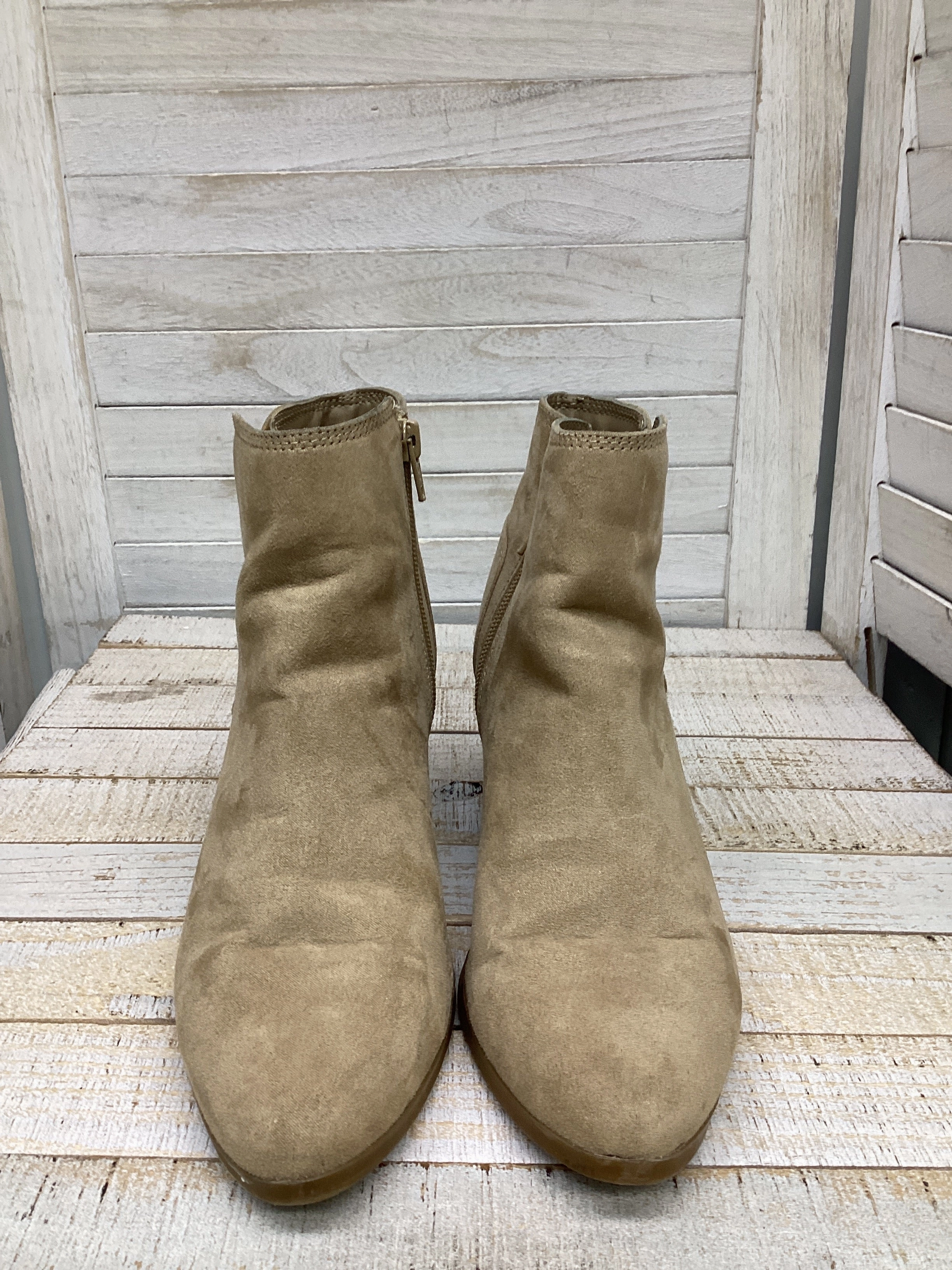 Boots Ankle Heels By Apt 9 In Tan, Size: 7.5