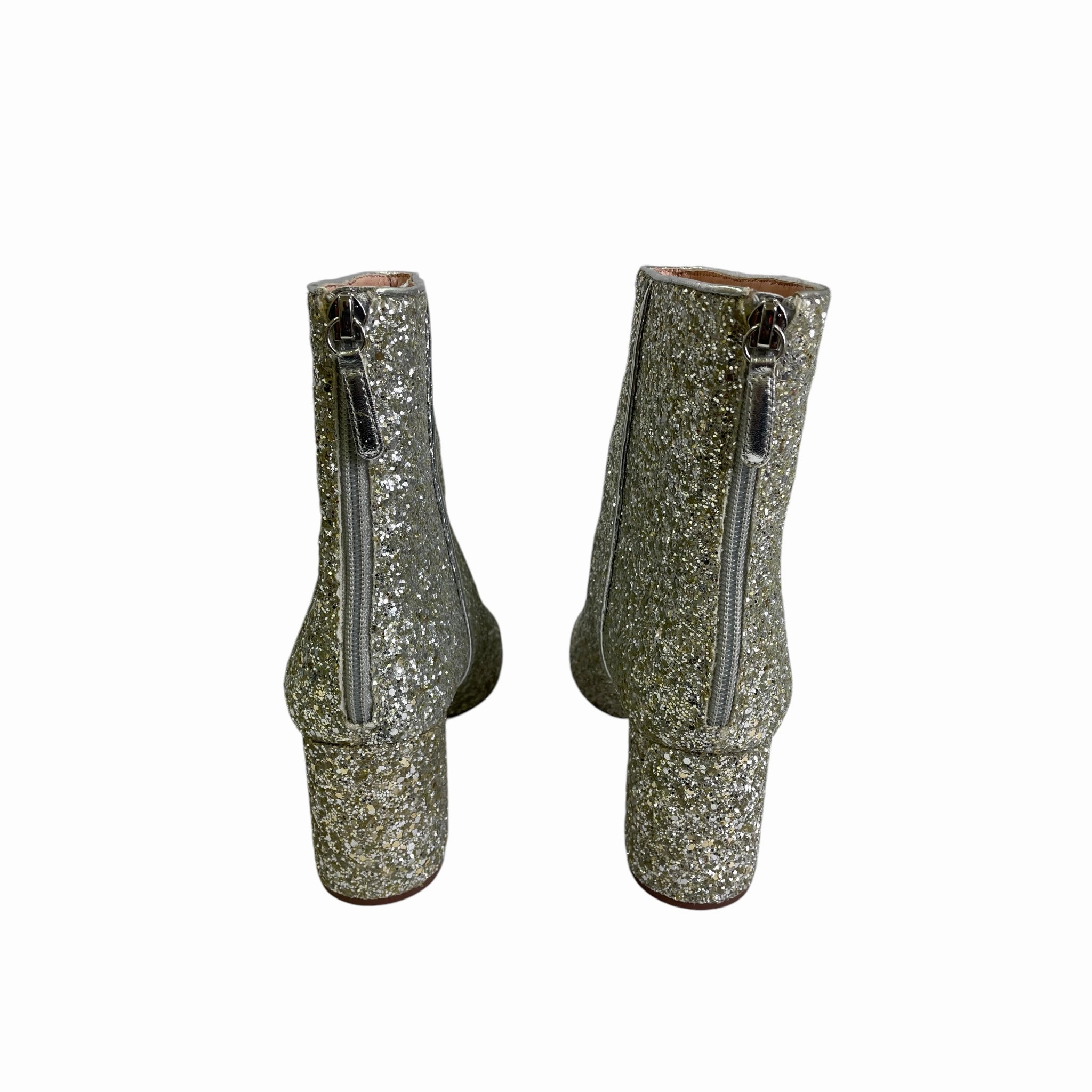 Boots Ankle Heels By J. Crew In Silver, Size:7.5