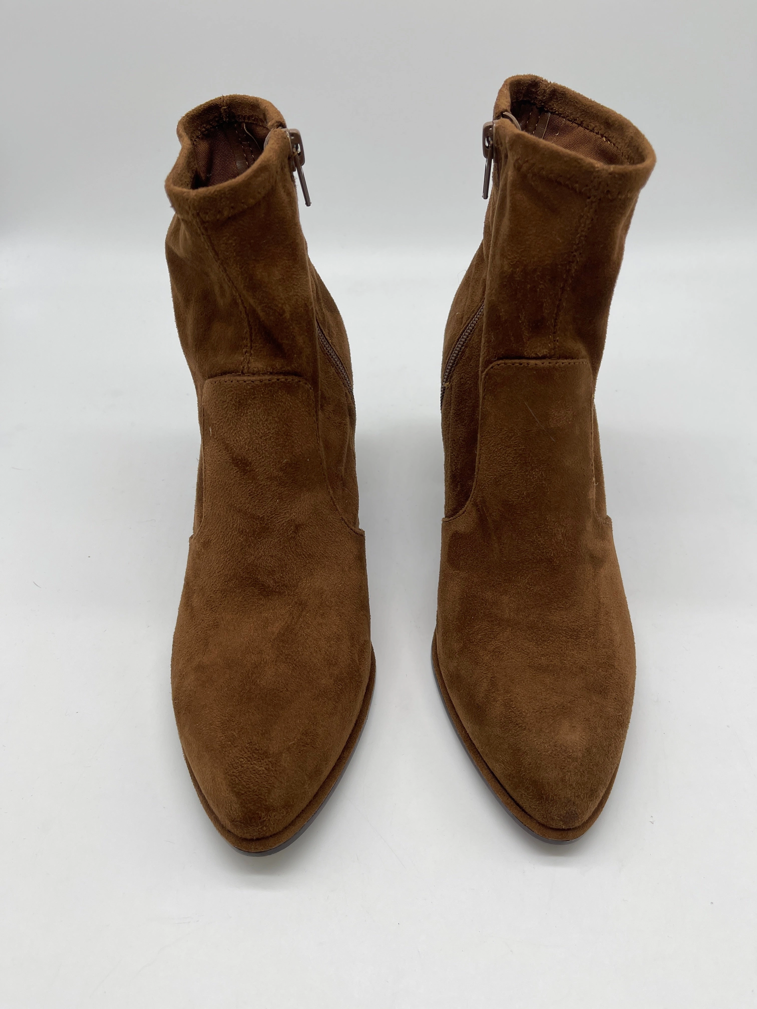 Boots Ankle Heels By Nine West In Brown, Size: 7