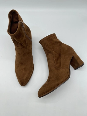 Boots Ankle Heels By Nine West In Brown, Size: 7