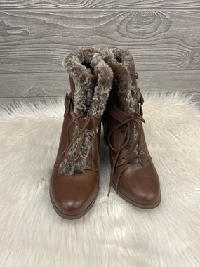 Boots Ankle Heels By Xoxo In Brown, Size: 10