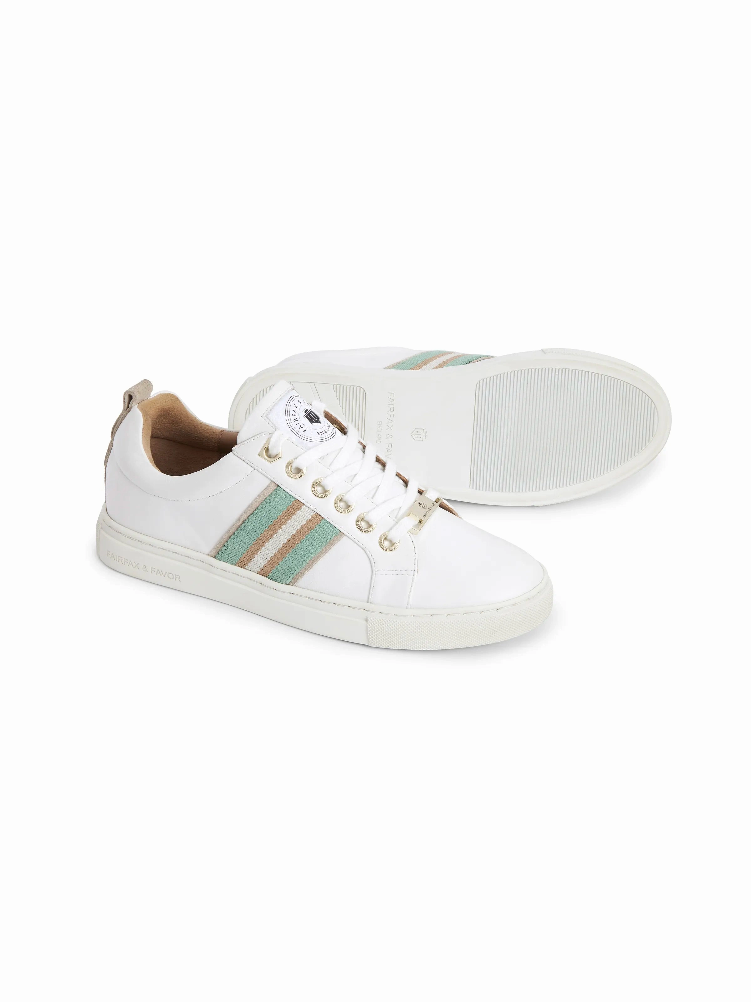 Boston Trainer - White Leather - Mint & Stone