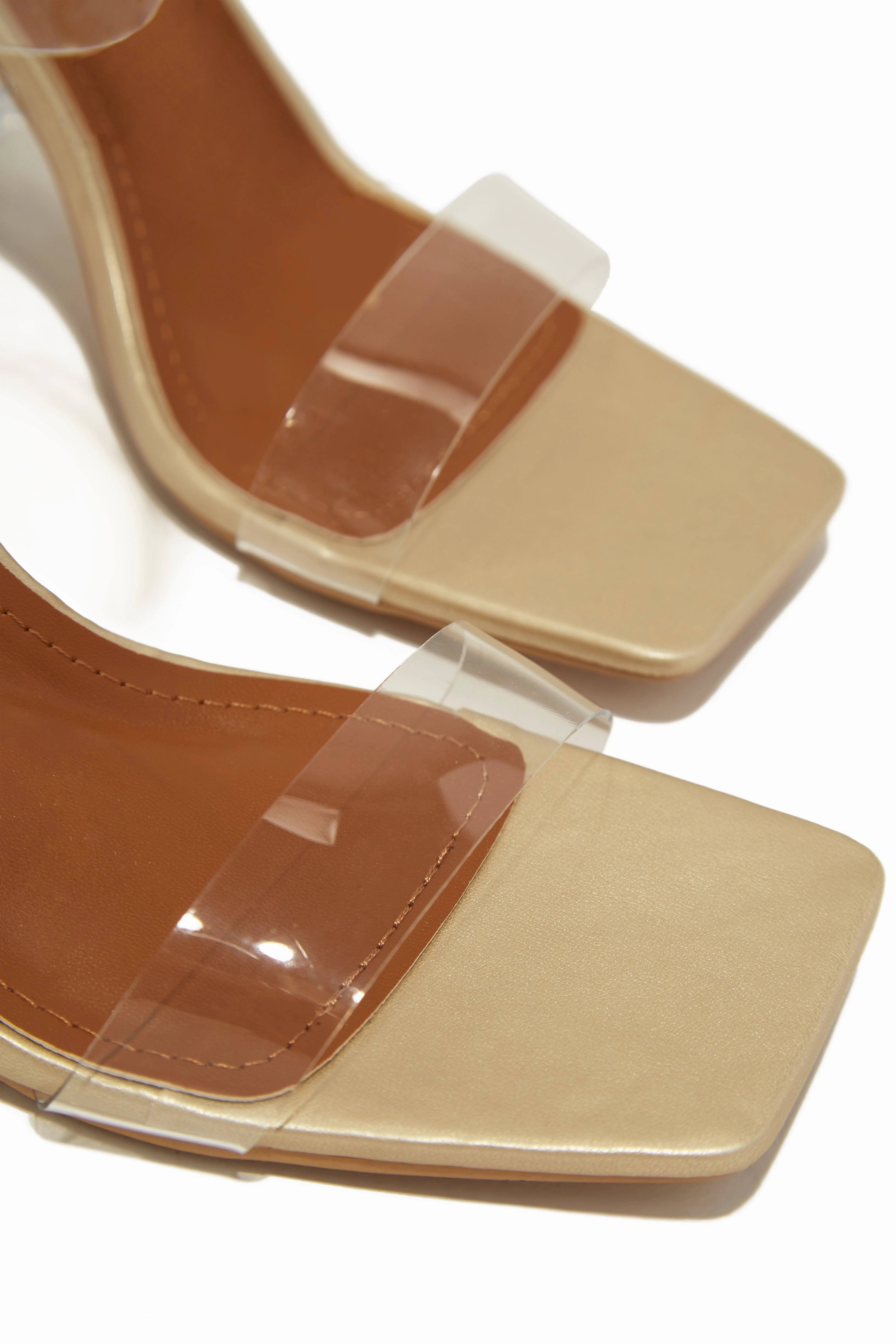 Capri Clear Strap Heels - Gold