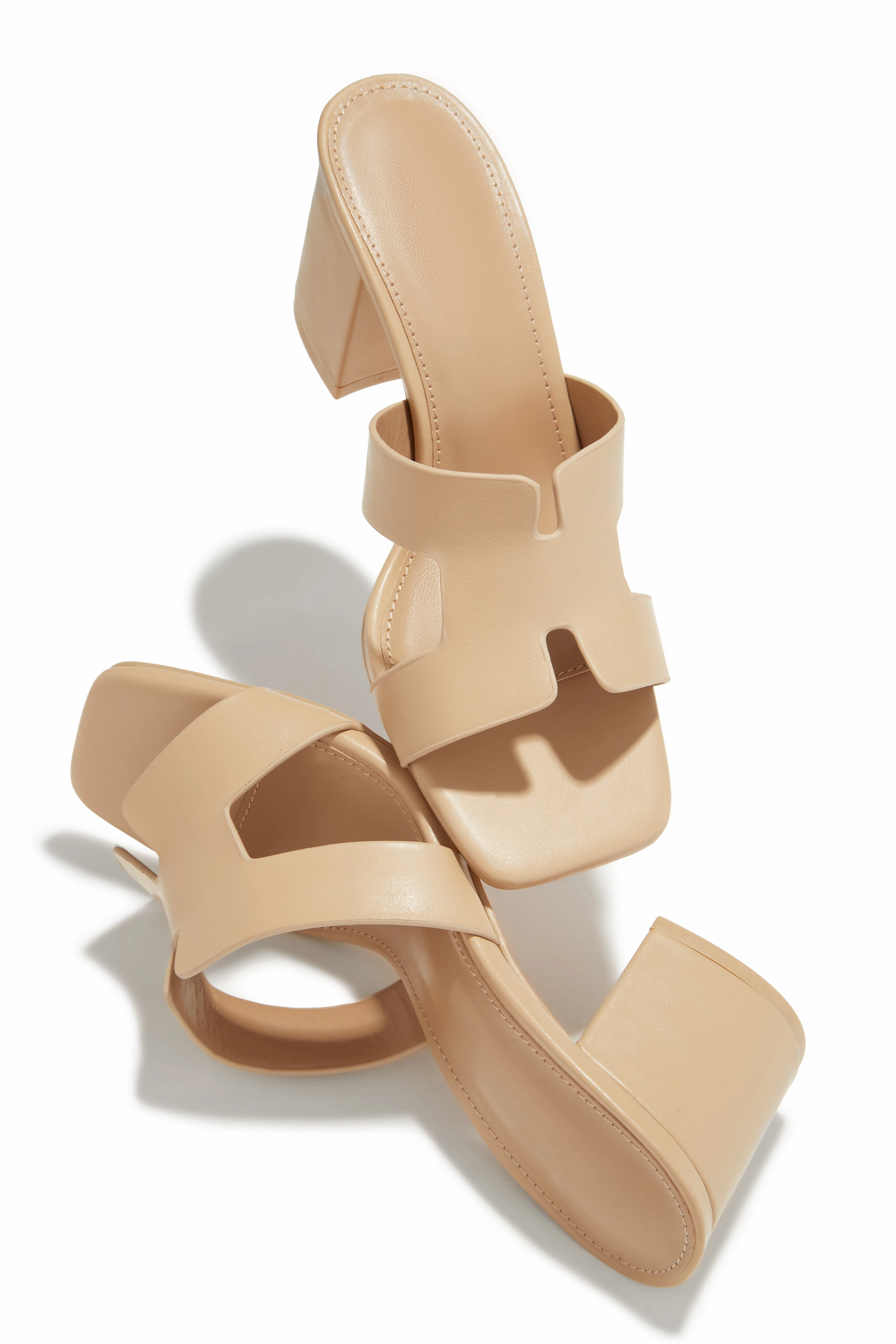 Carina Block Heel Mules - Nude