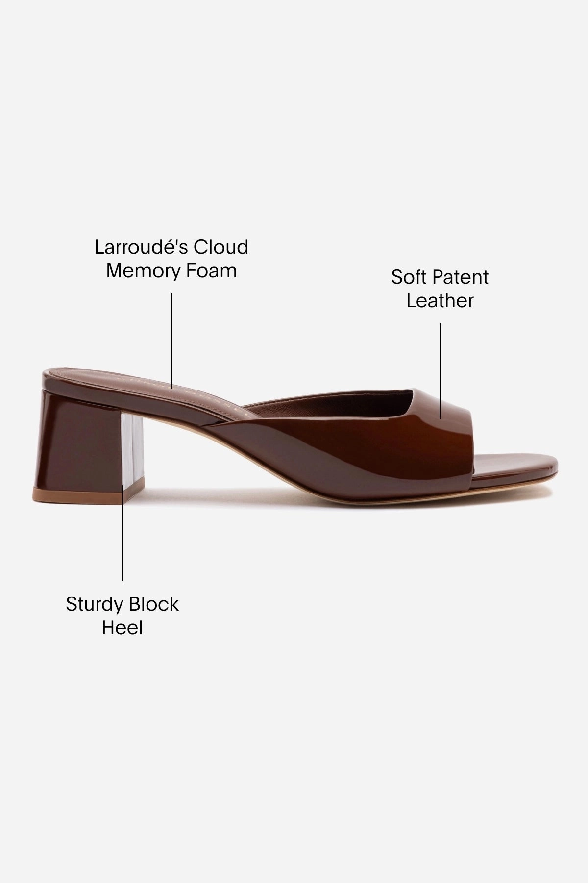 Chloe Gosselin by Larroudé Anah Mule In Brown Patent Leather