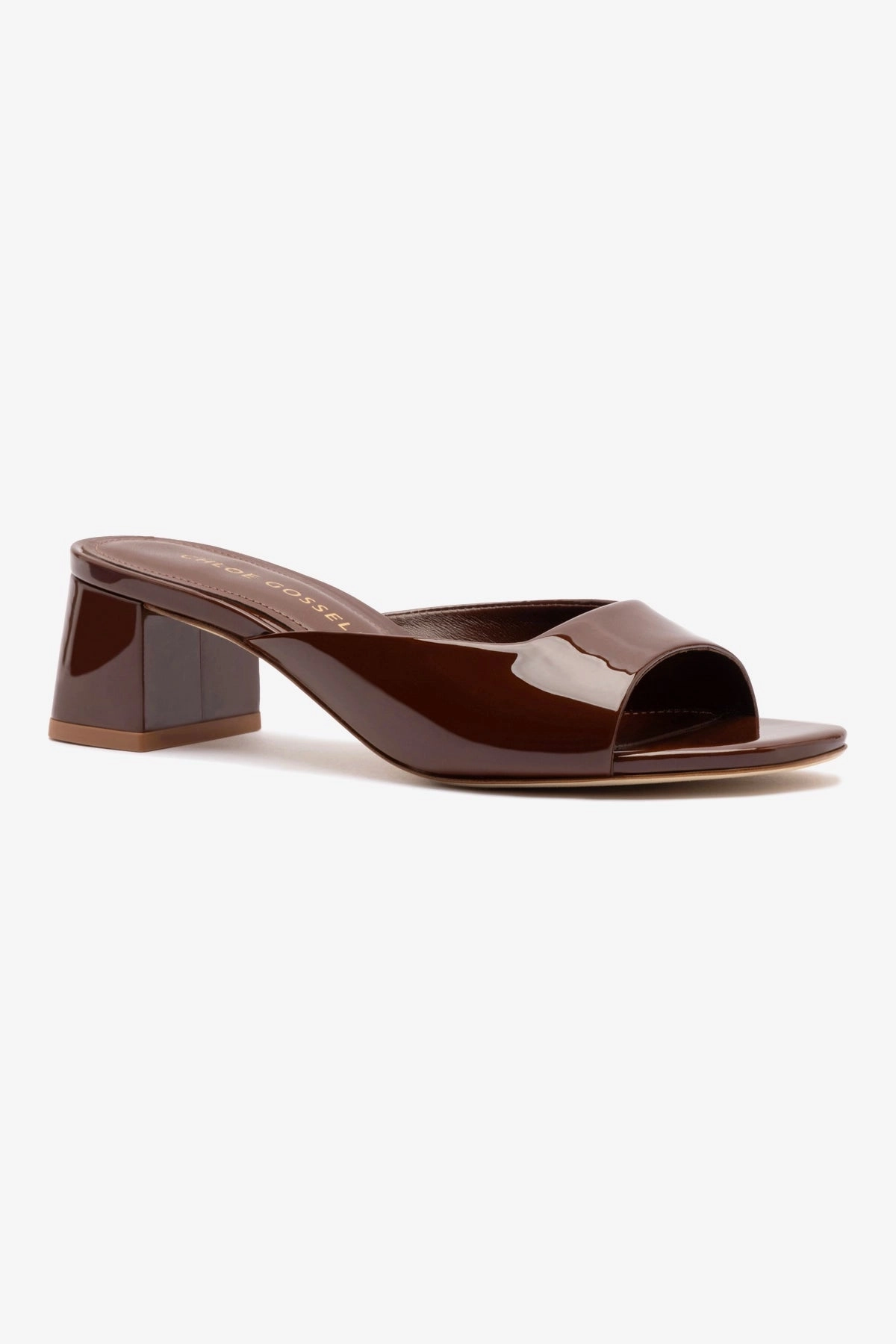 Chloe Gosselin by Larroudé Anah Mule In Brown Patent Leather