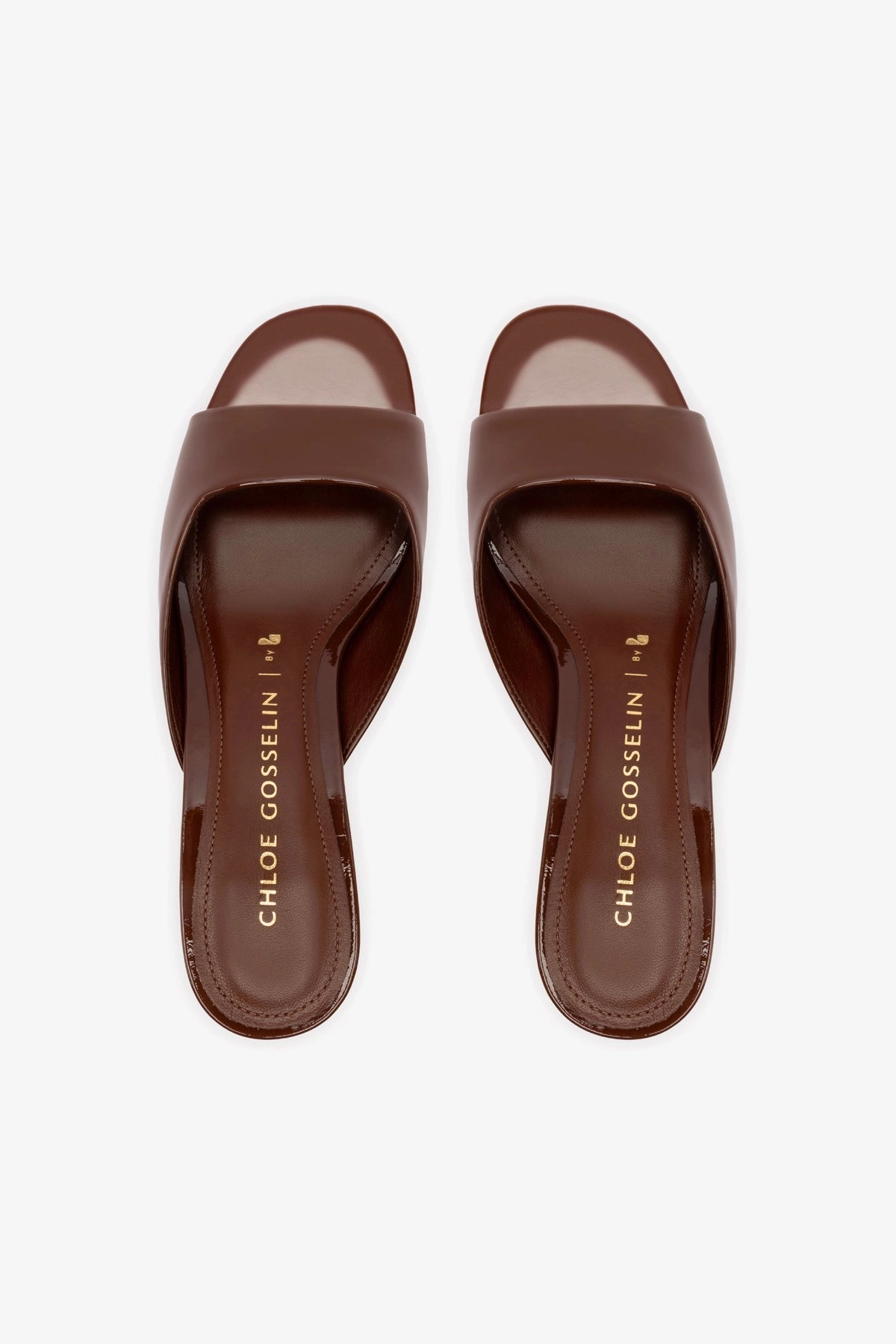 Chloe Gosselin by Larroudé Anah Mule In Brown Patent Leather
