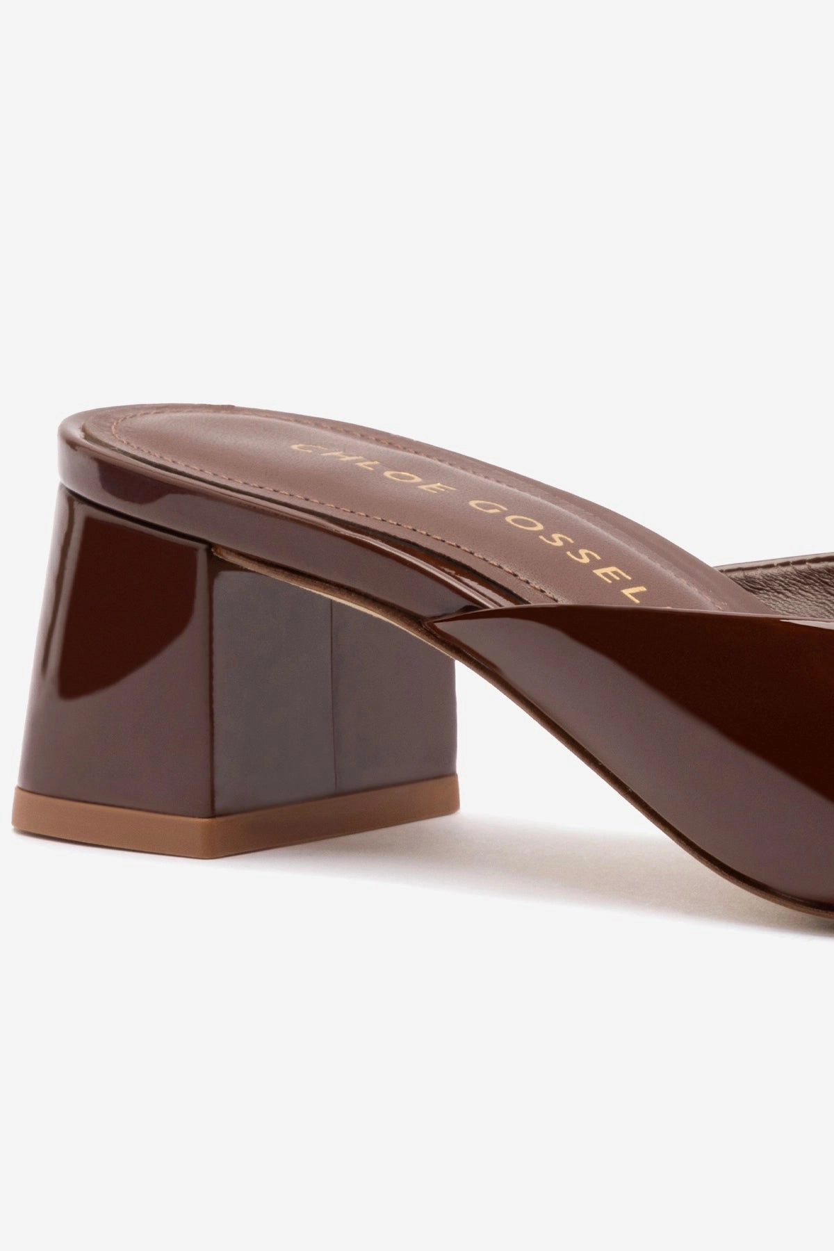 Chloe Gosselin by Larroudé Anah Mule In Brown Patent Leather
