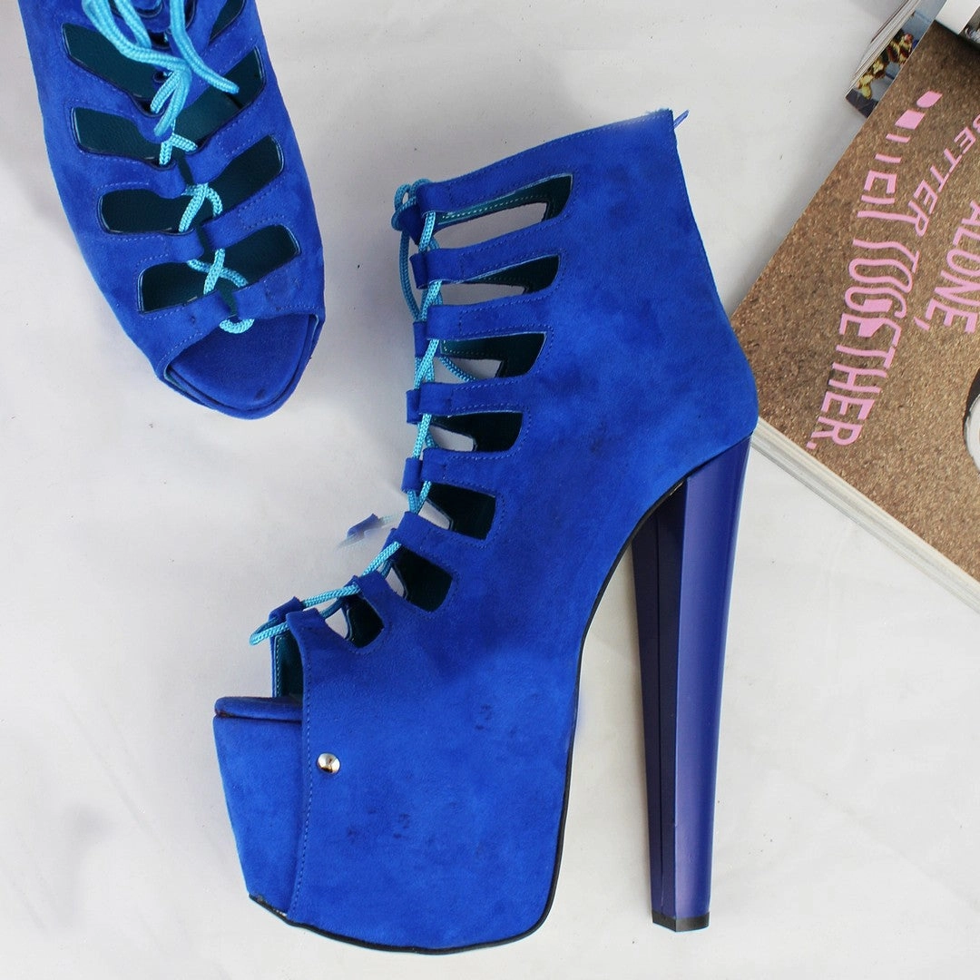 Cobalt Blue Platform Gladiator Boots