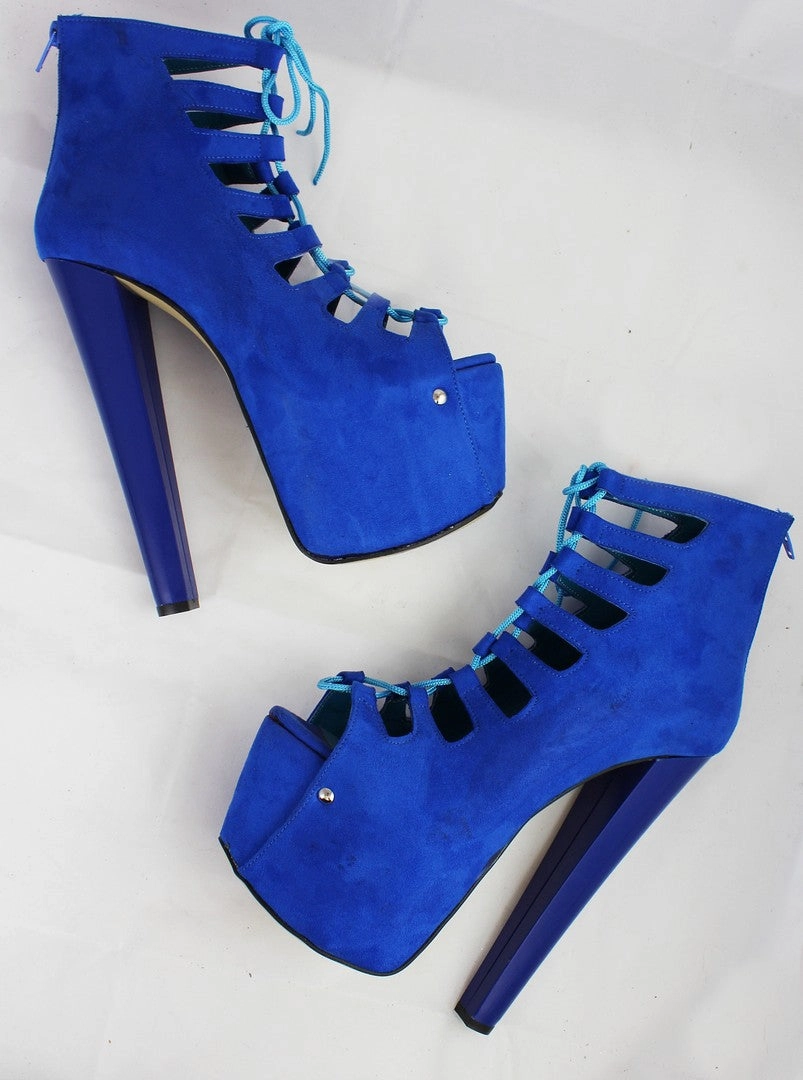 Cobalt Blue Platform Gladiator Boots