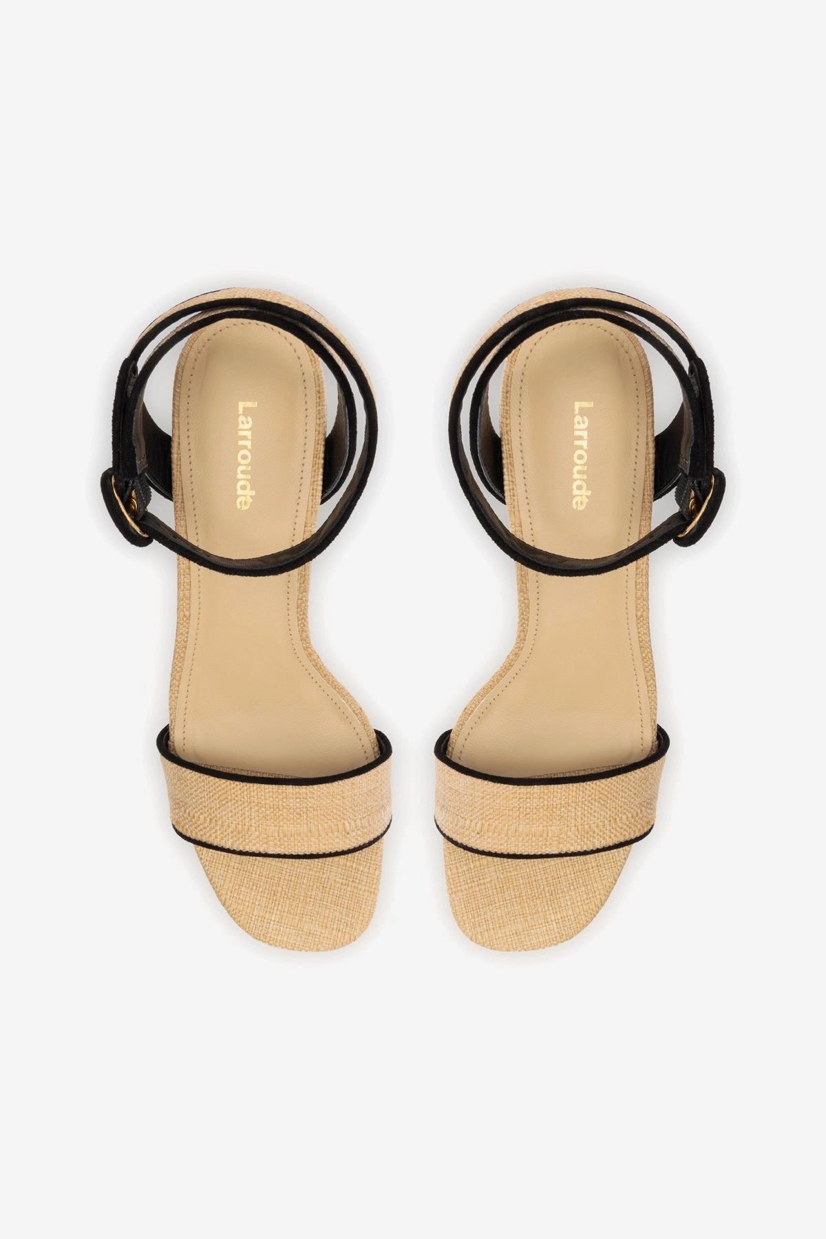 Dolly Low Sandal In Beige Raffia and Black Trimming