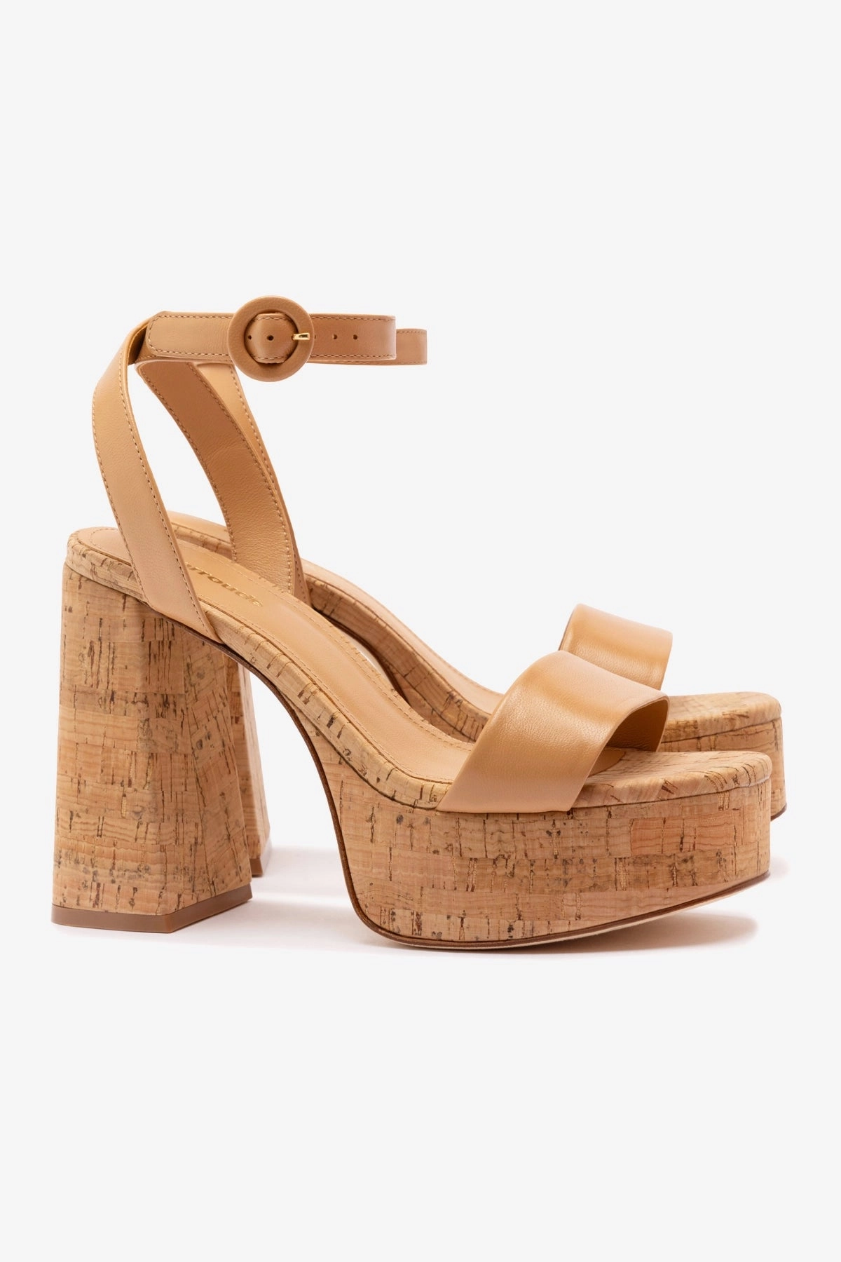 Dolly Sandal In Tan Leather and Natural Cork