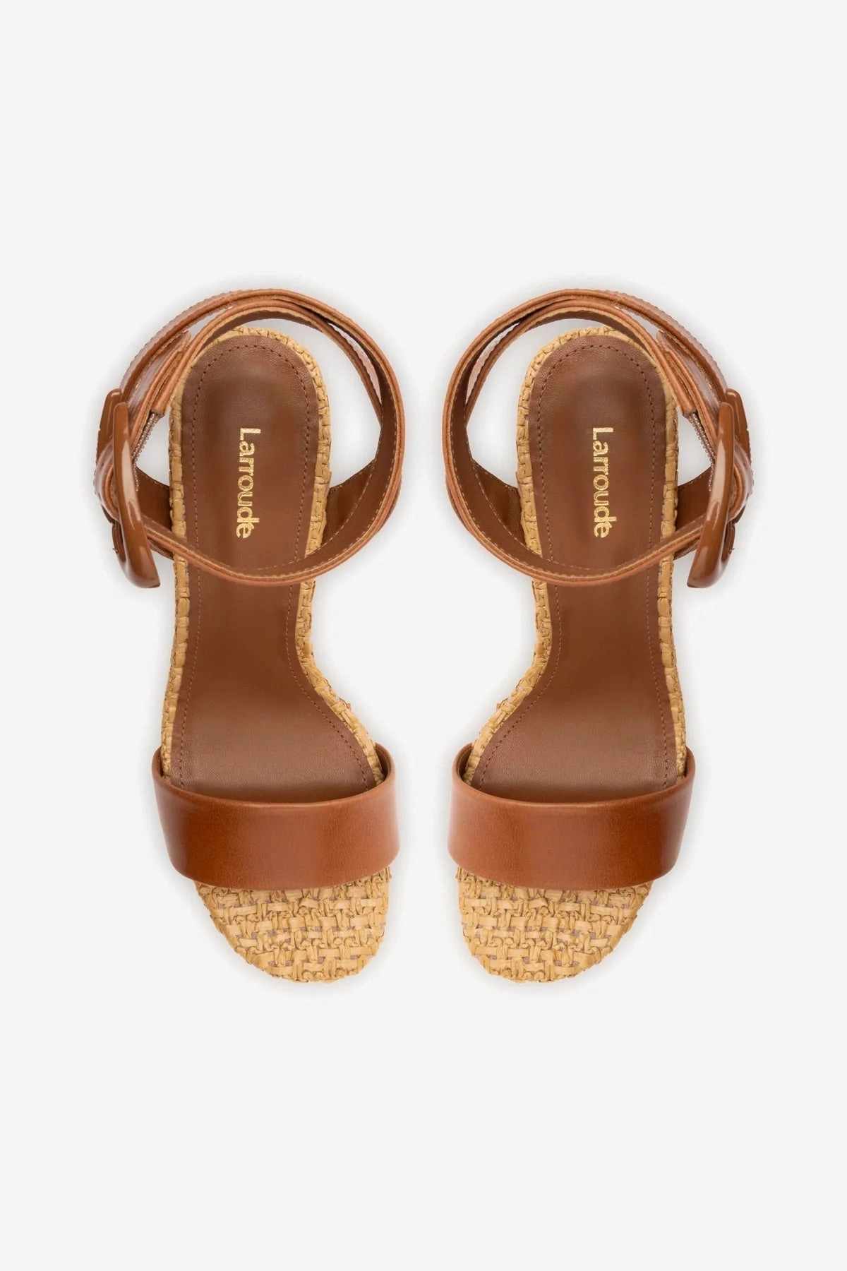 Dolly Verona Sandal In Caramel Leather and Natural Raffia