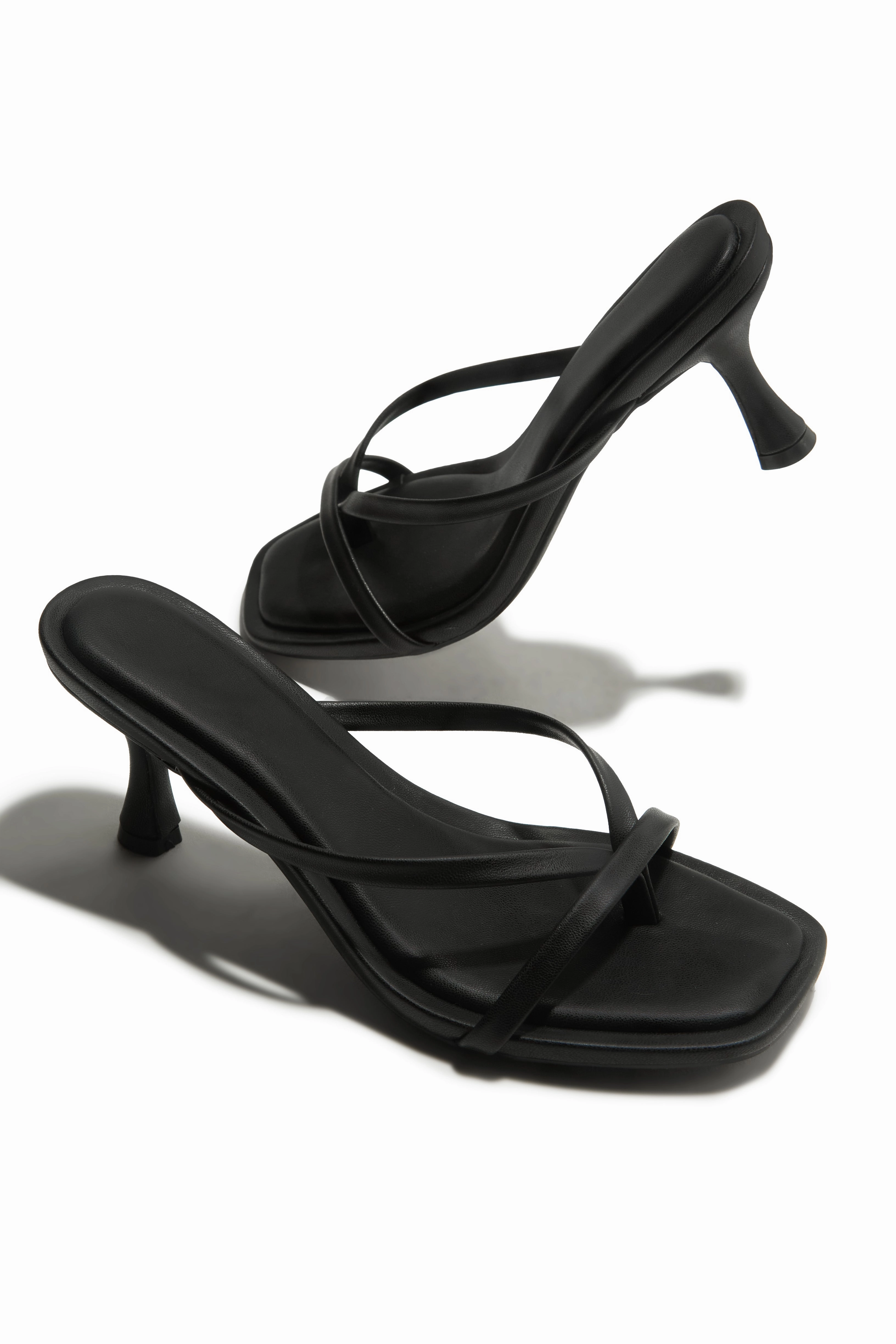 Elena Mid Heel Mules - Black