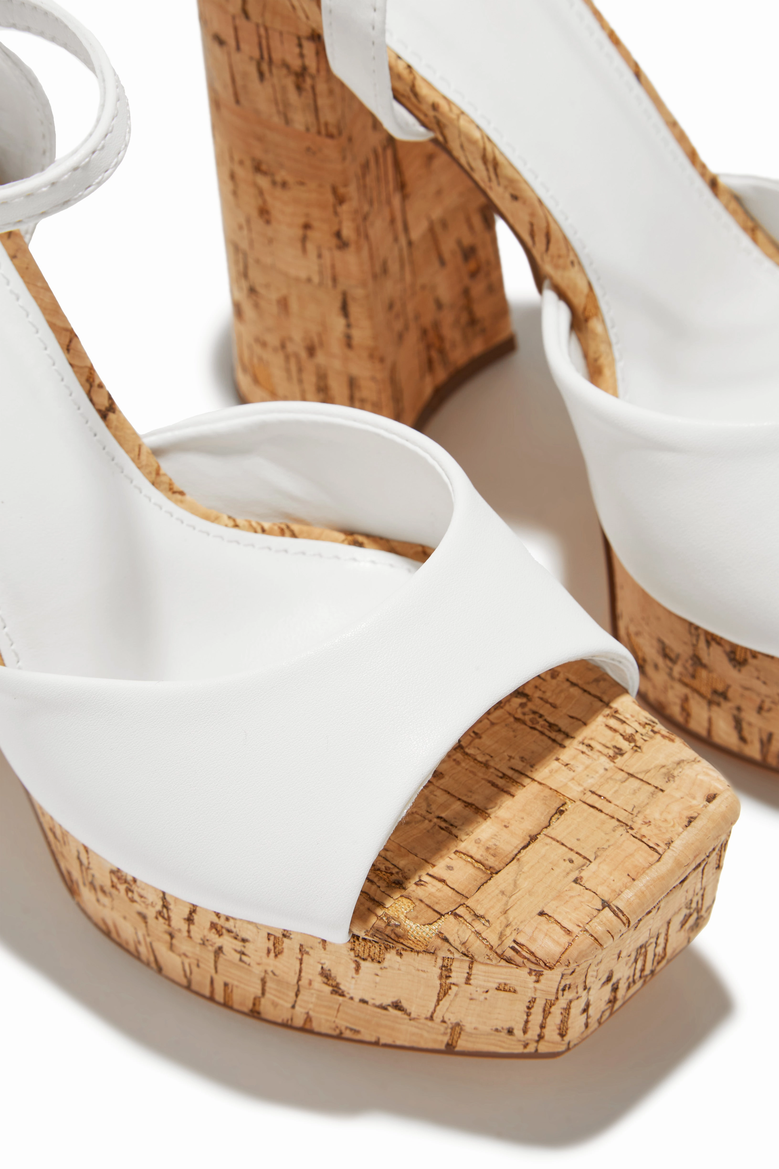 Elyna Platform Block Heels - White