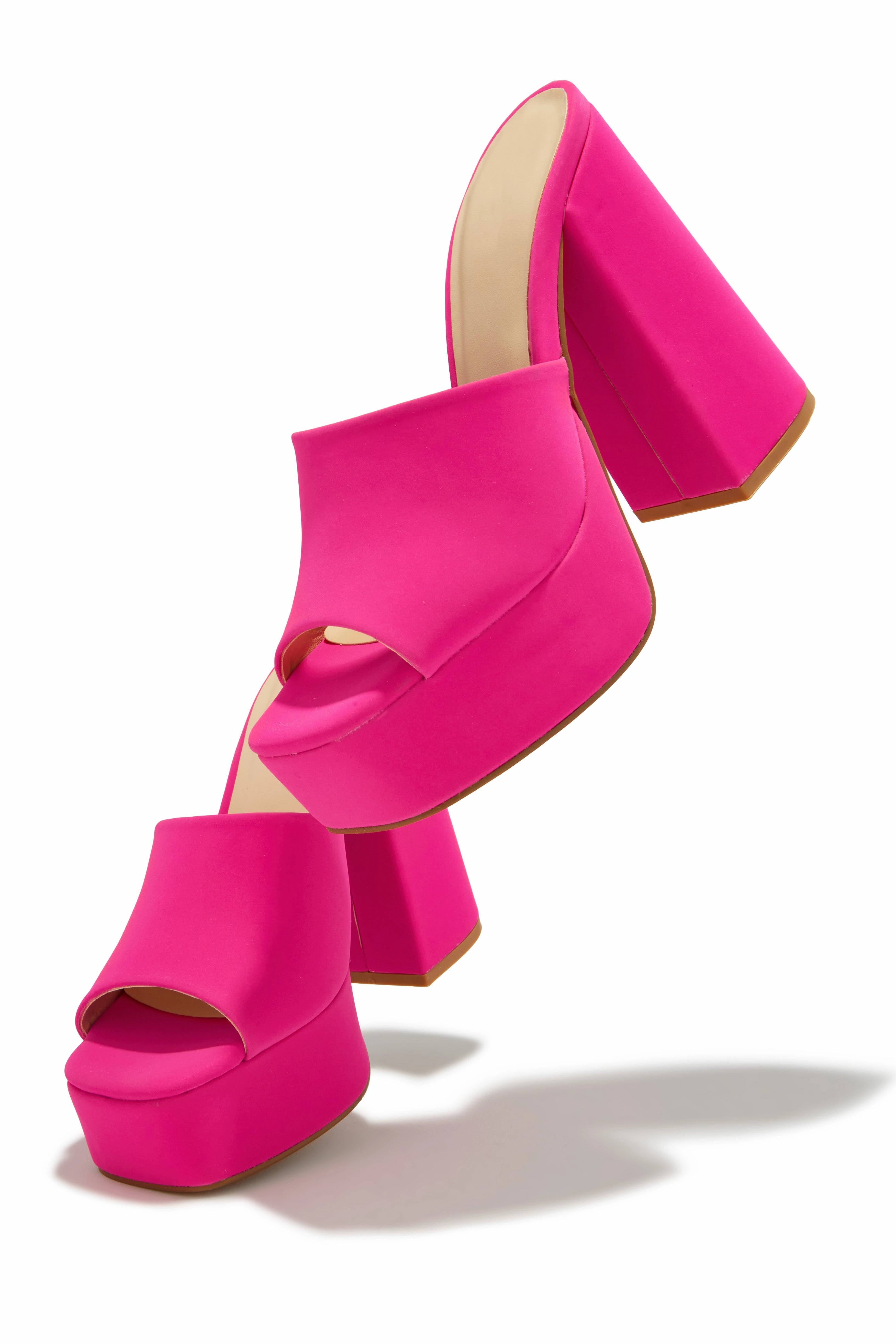 Emily Platform Block Heel Mules - Pink