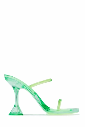 Erianna Jelly High Heel Mules - Green