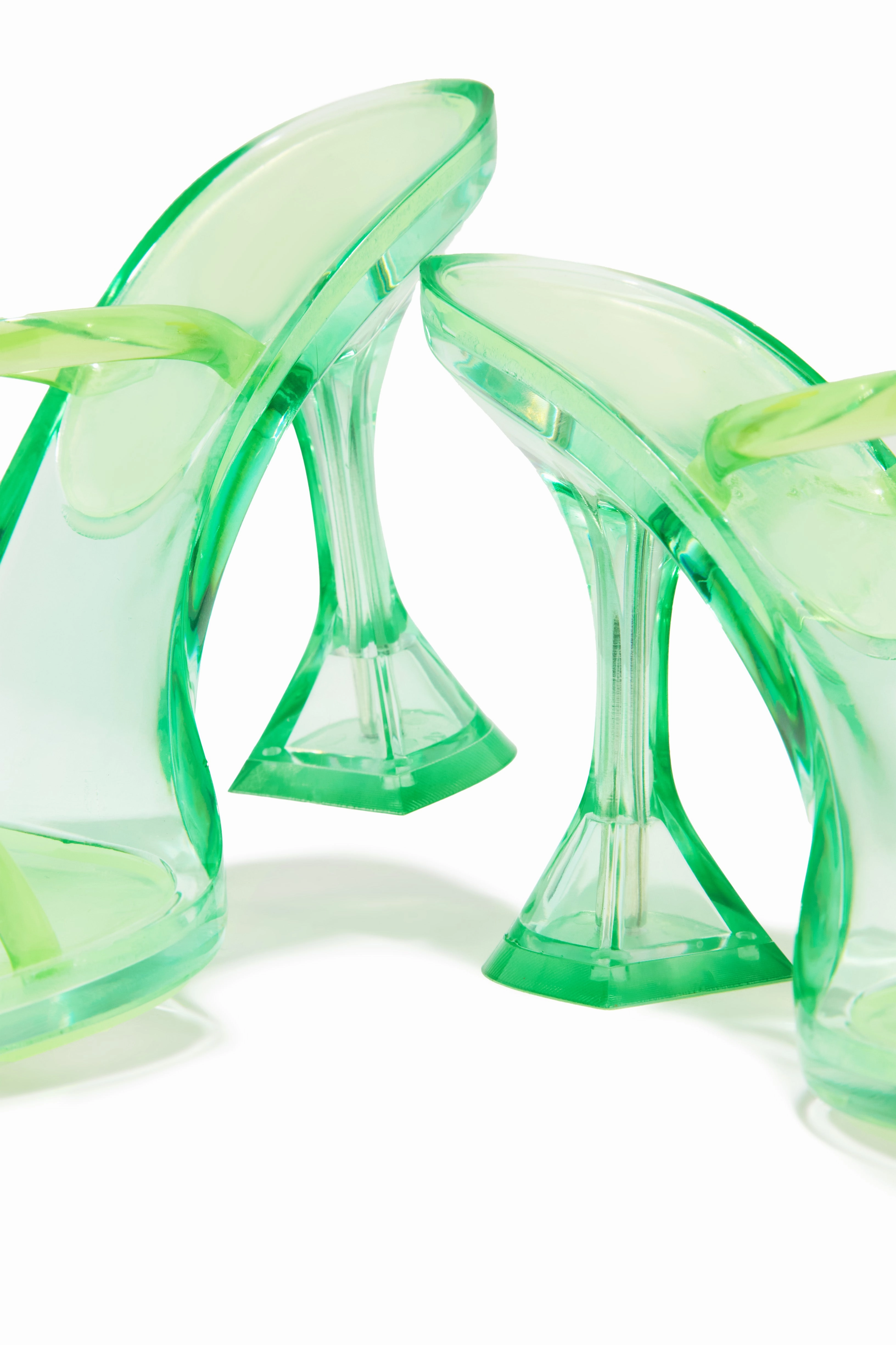 Erianna Jelly High Heel Mules - Green