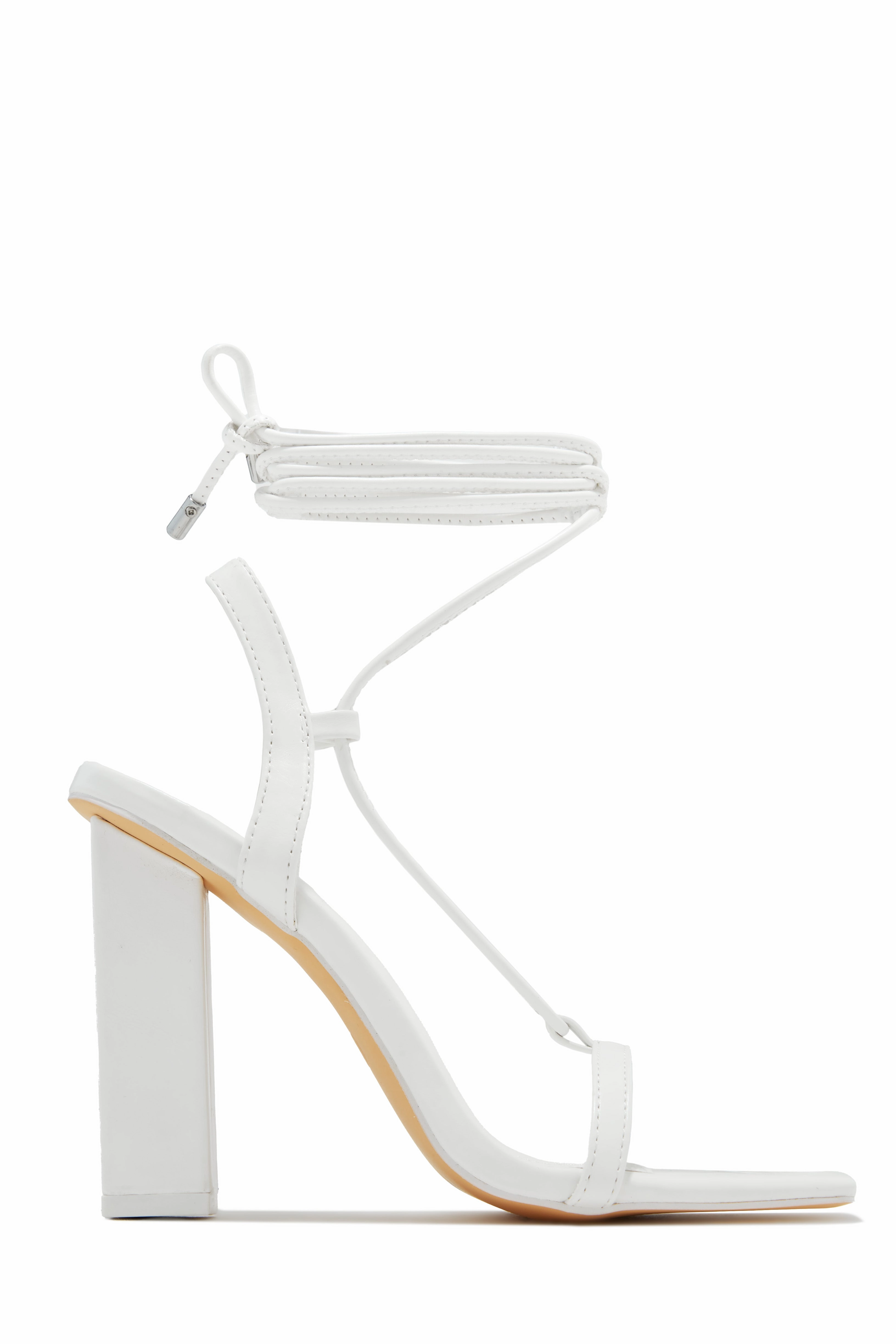 Evonne Lace Up Block Heels - White