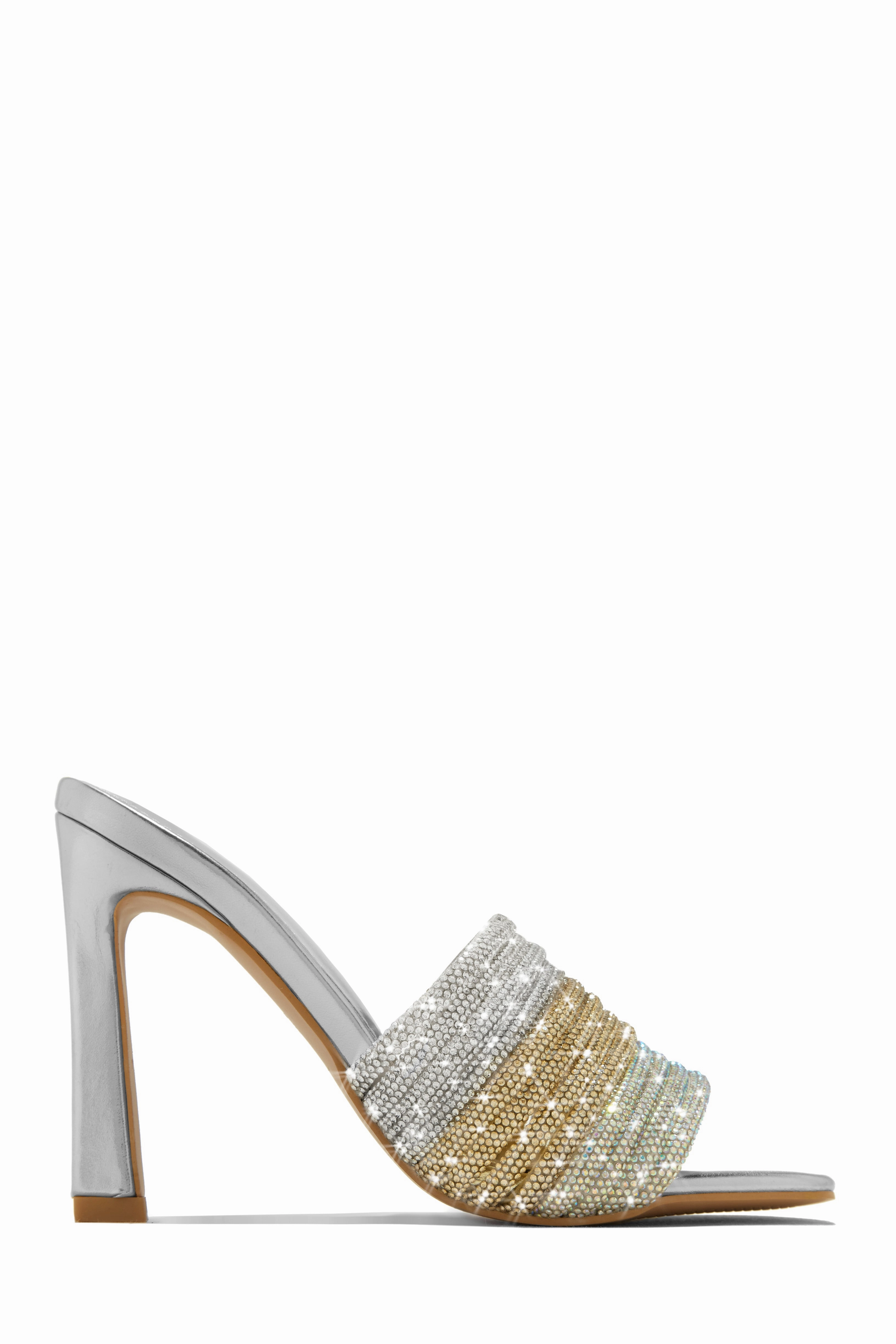 Feeling Myself Embellished High Heel Mules - Gold
