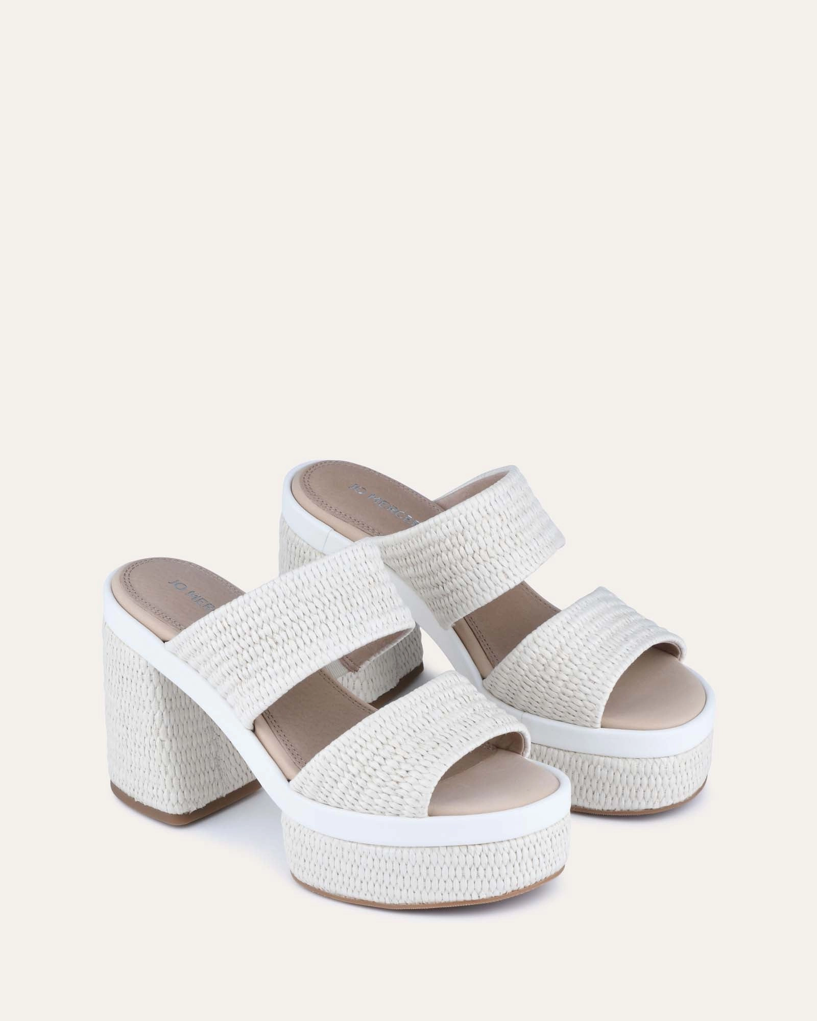 FELICITY HIGH HEEL PLATFORM SANDALS OFF WHITE RAFFIA
