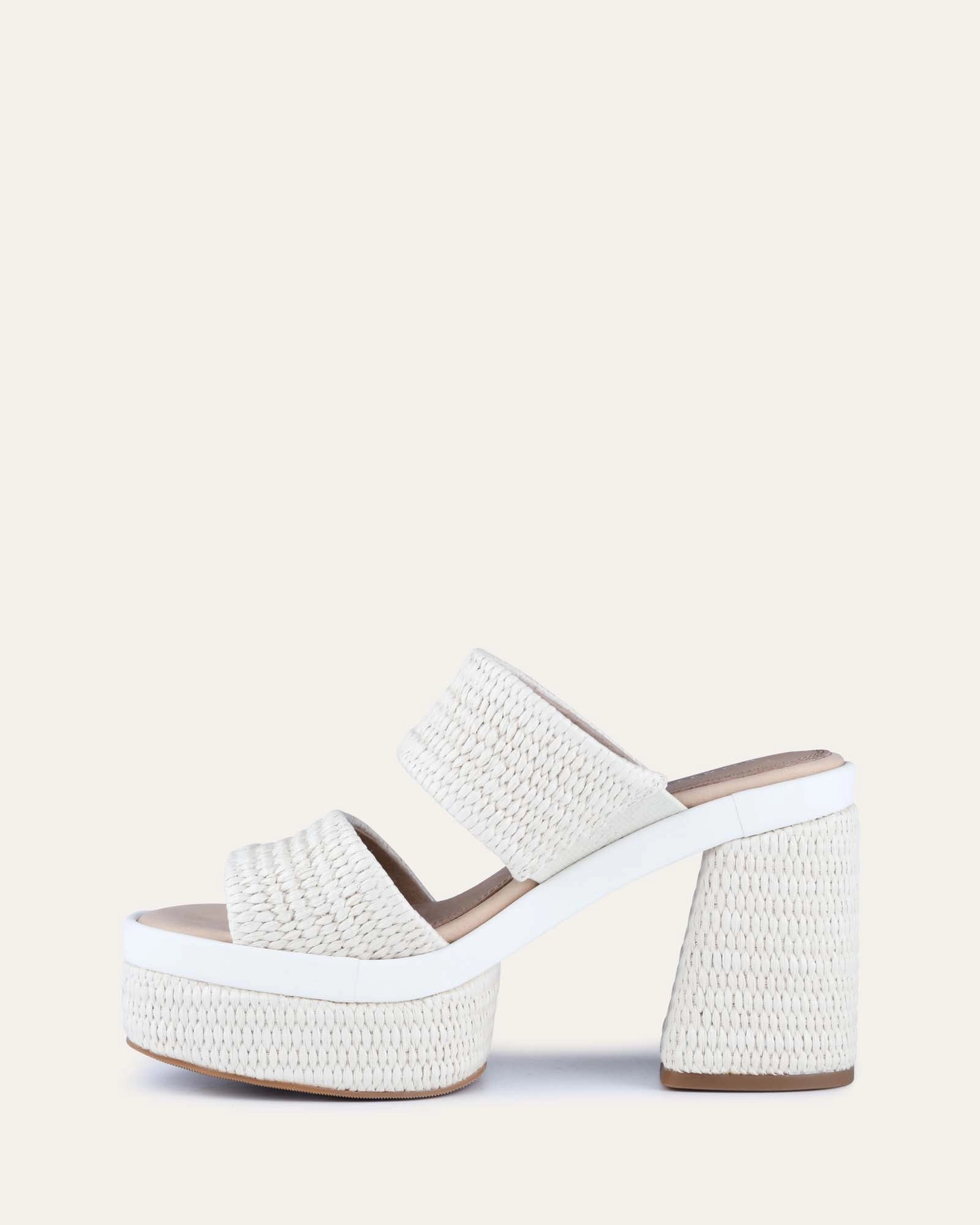 FELICITY HIGH HEEL PLATFORM SANDALS OFF WHITE RAFFIA