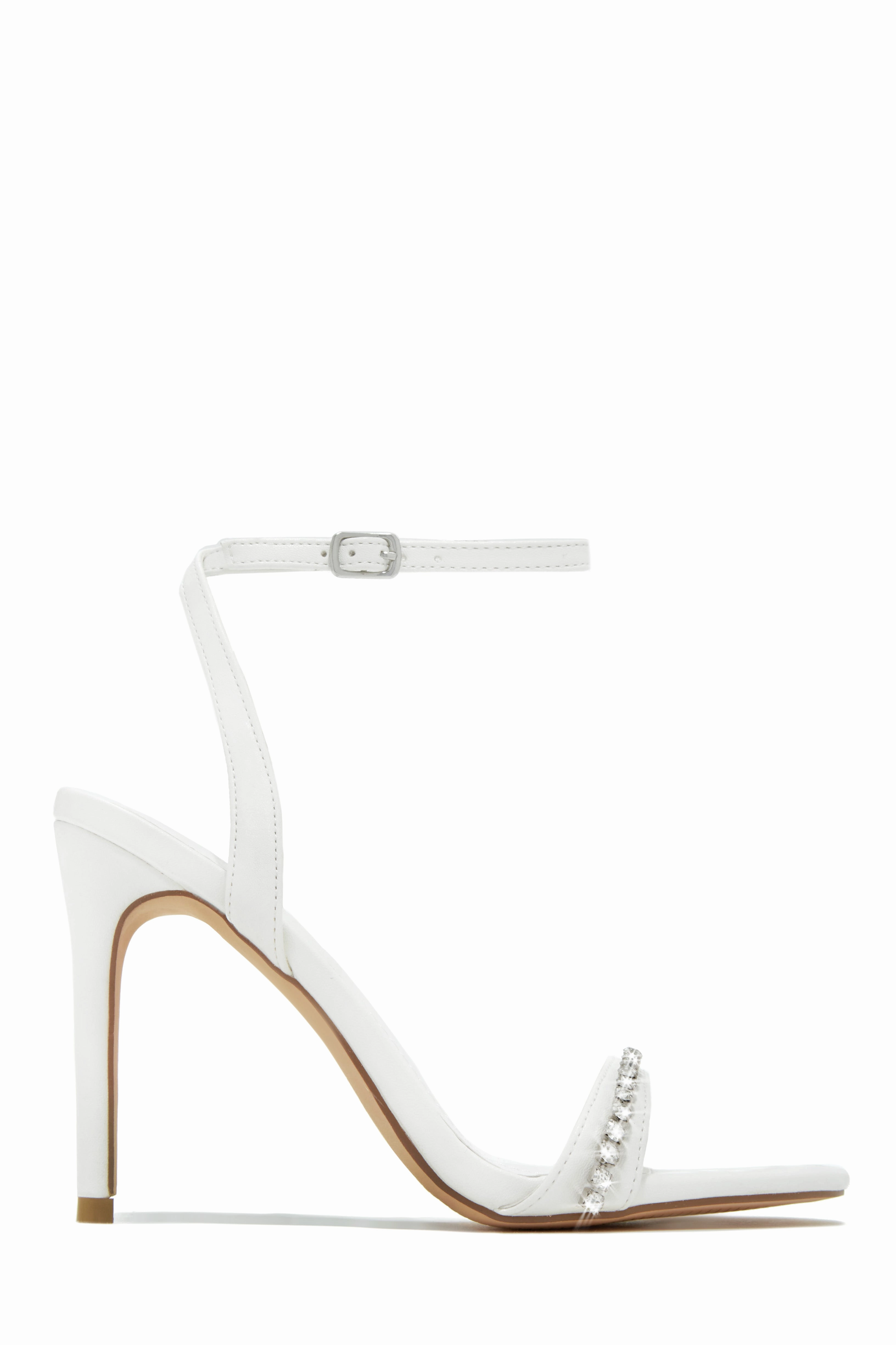 First Date Ankle Strap High Heels - White