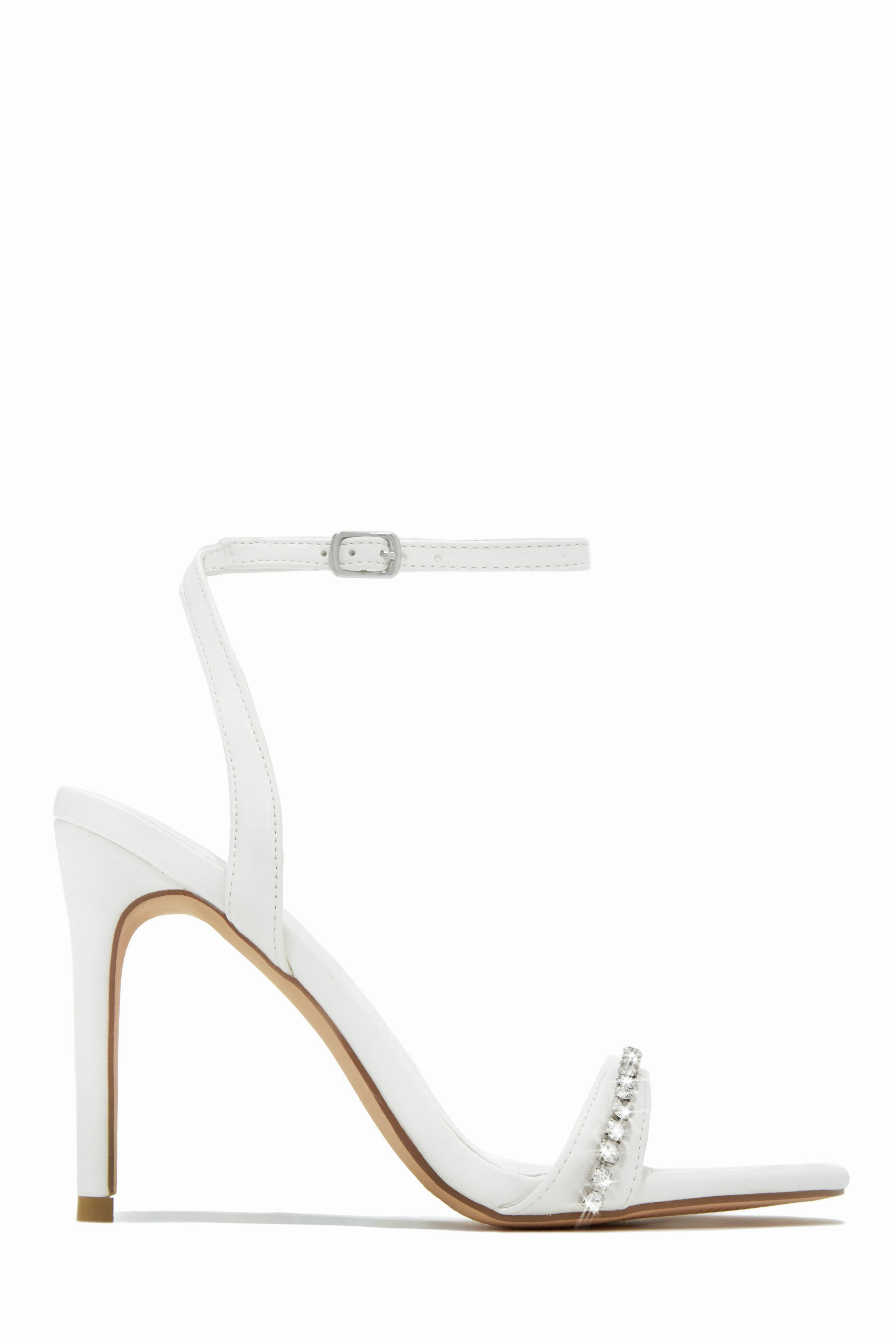 First Date Ankle Strap High Heels - White