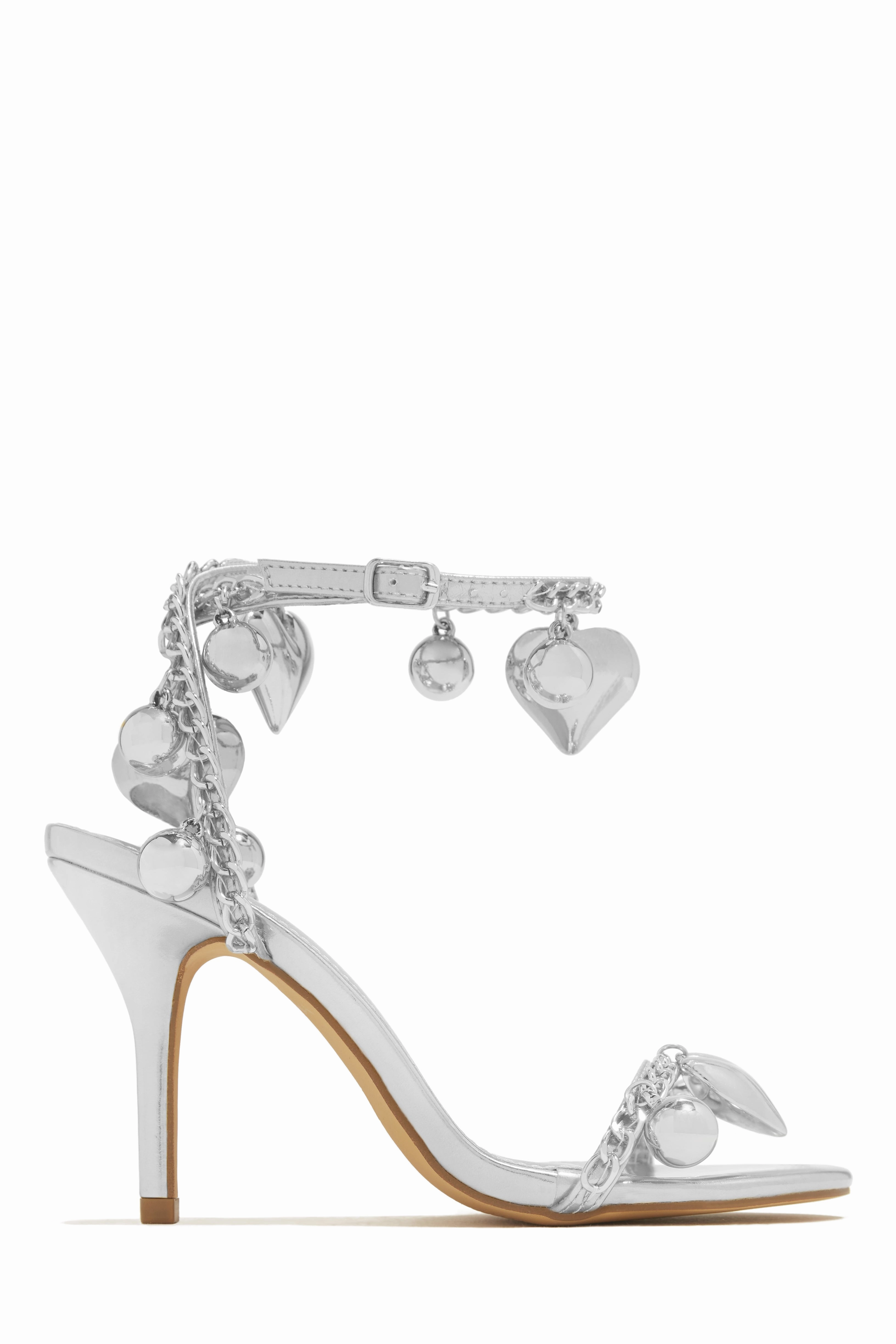 Forever and Ever Heart Single Sole Heels - Silver