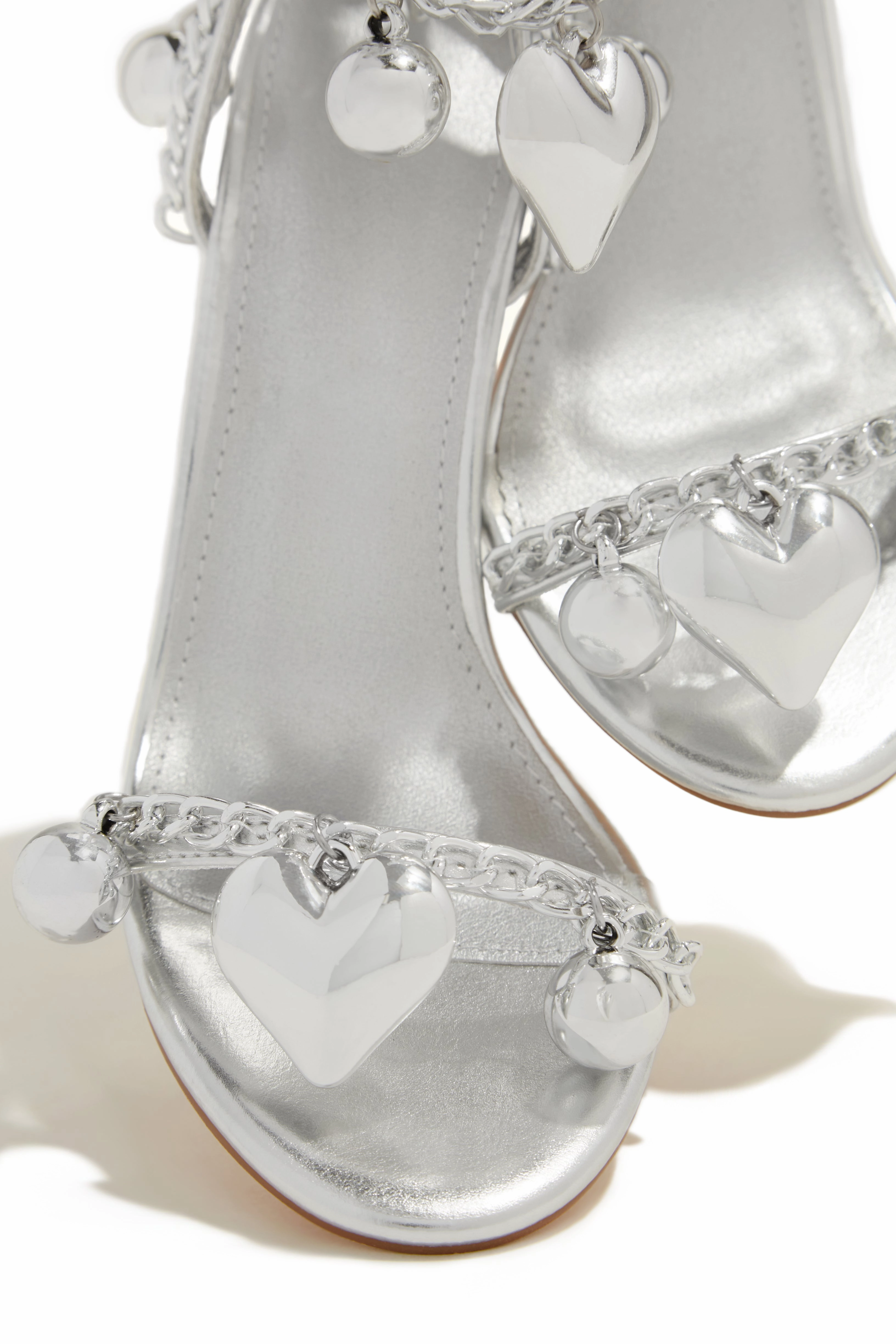 Forever and Ever Heart Single Sole Heels - Silver