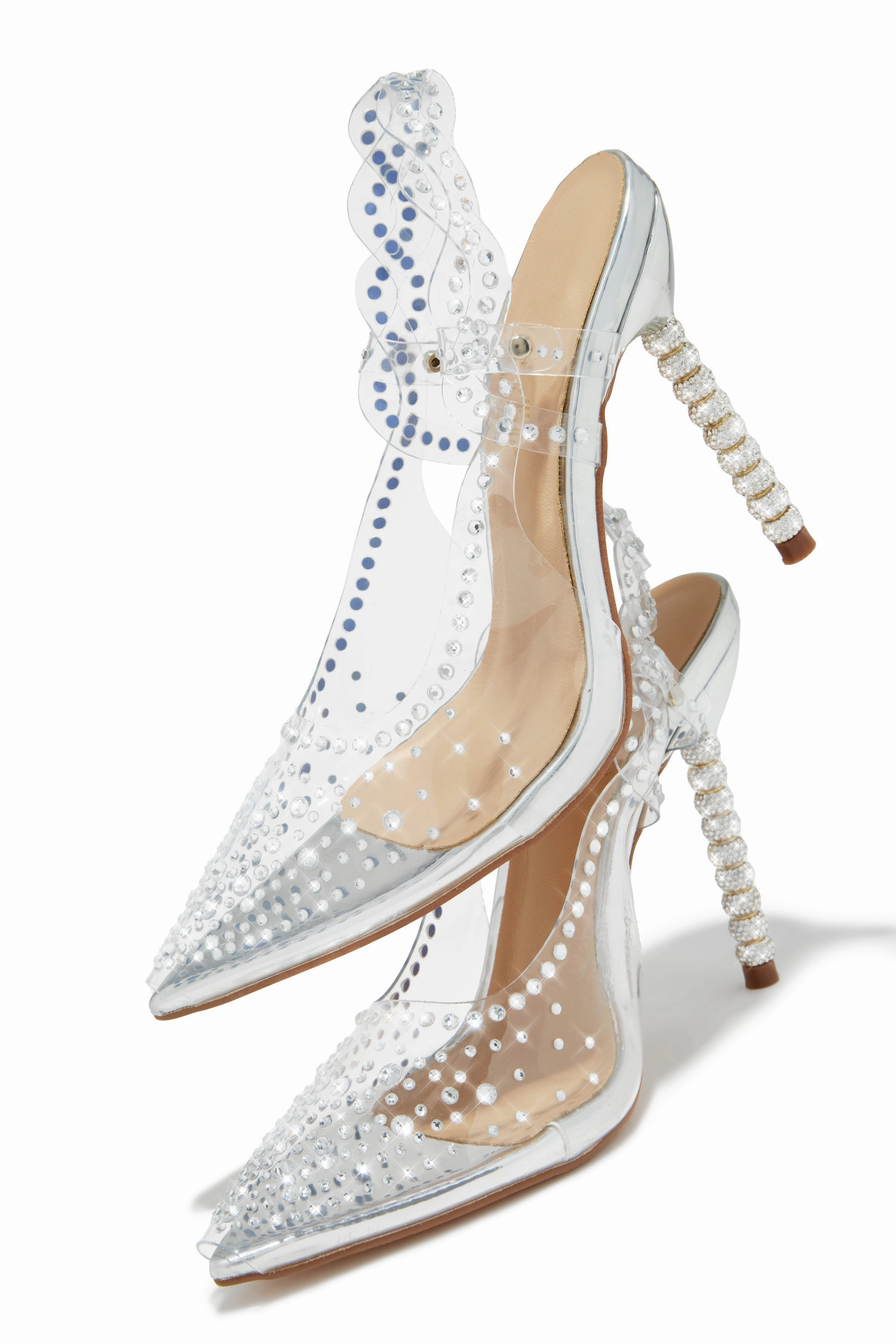 Gianella Embellished Slingback Pump Heels - Silver