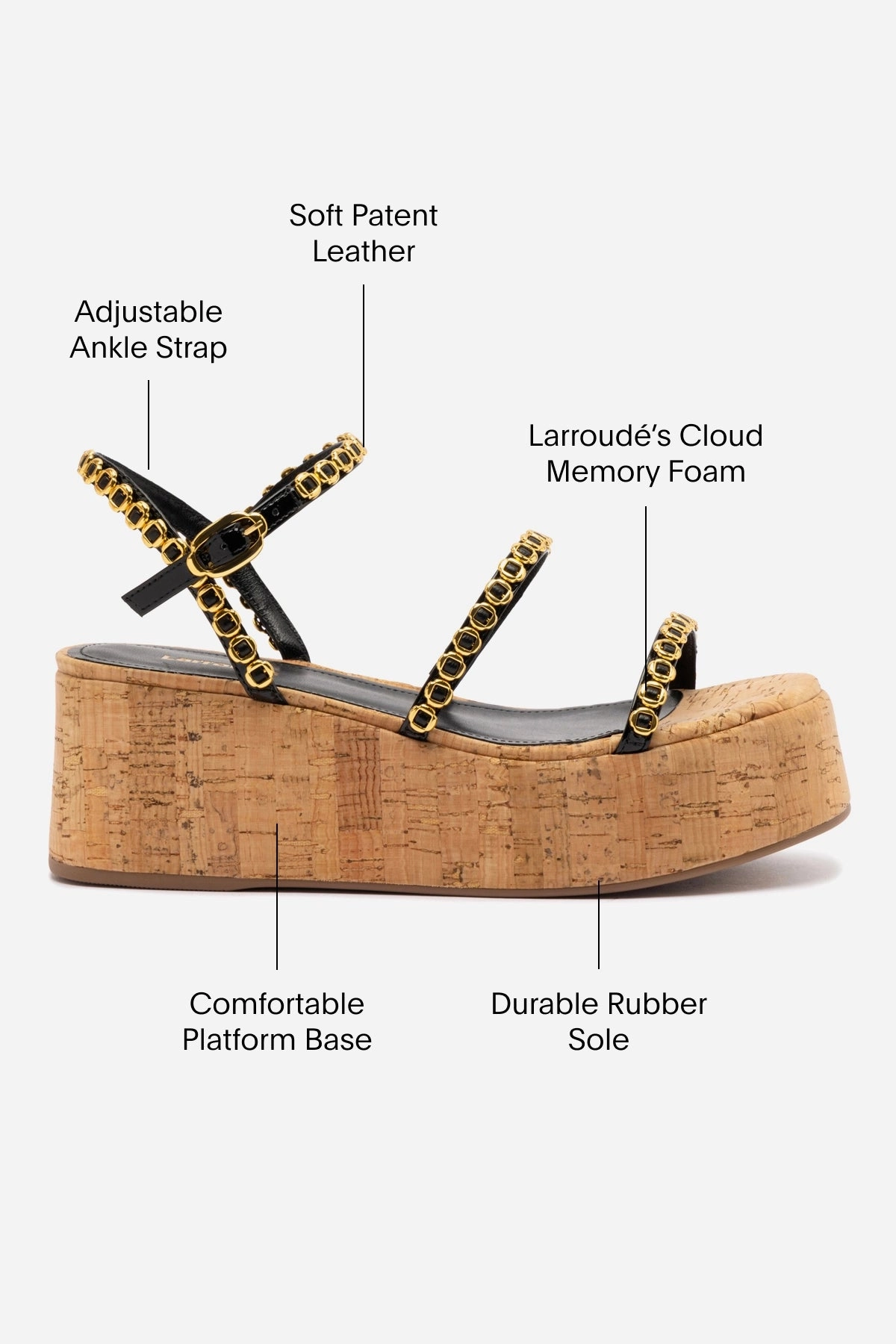 Gio Milanina Flatform In Black Patent Leather and Natural Cork