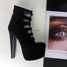 Gladiator Black Lace Up Cage Boots